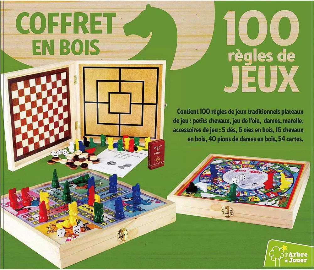 Detalle de Jeujura Coffret en bois 100 jeux 🎲