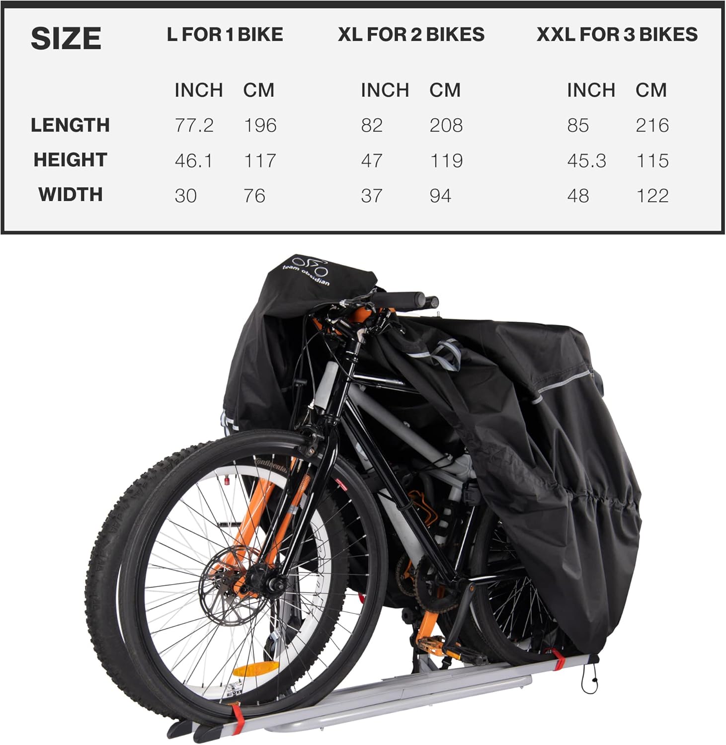 Detalle 2 de TeamObsidian Bike Cover (Waterproof, Ripstop 300D Oxford) for 1–3 Bikes