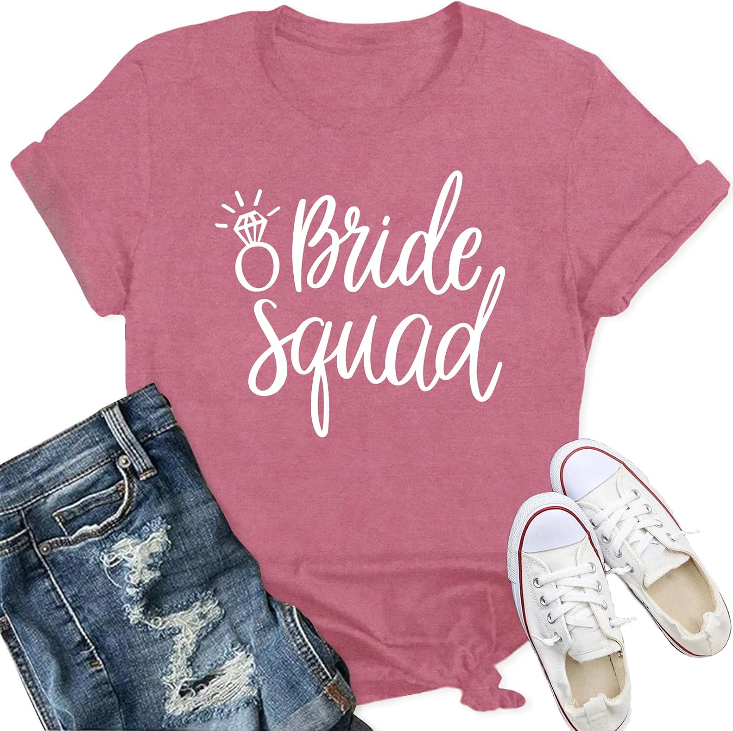 Detalle de Qskall Hen Party T-Shirt “Bride to Be” for Bride Squad — diamond ring design