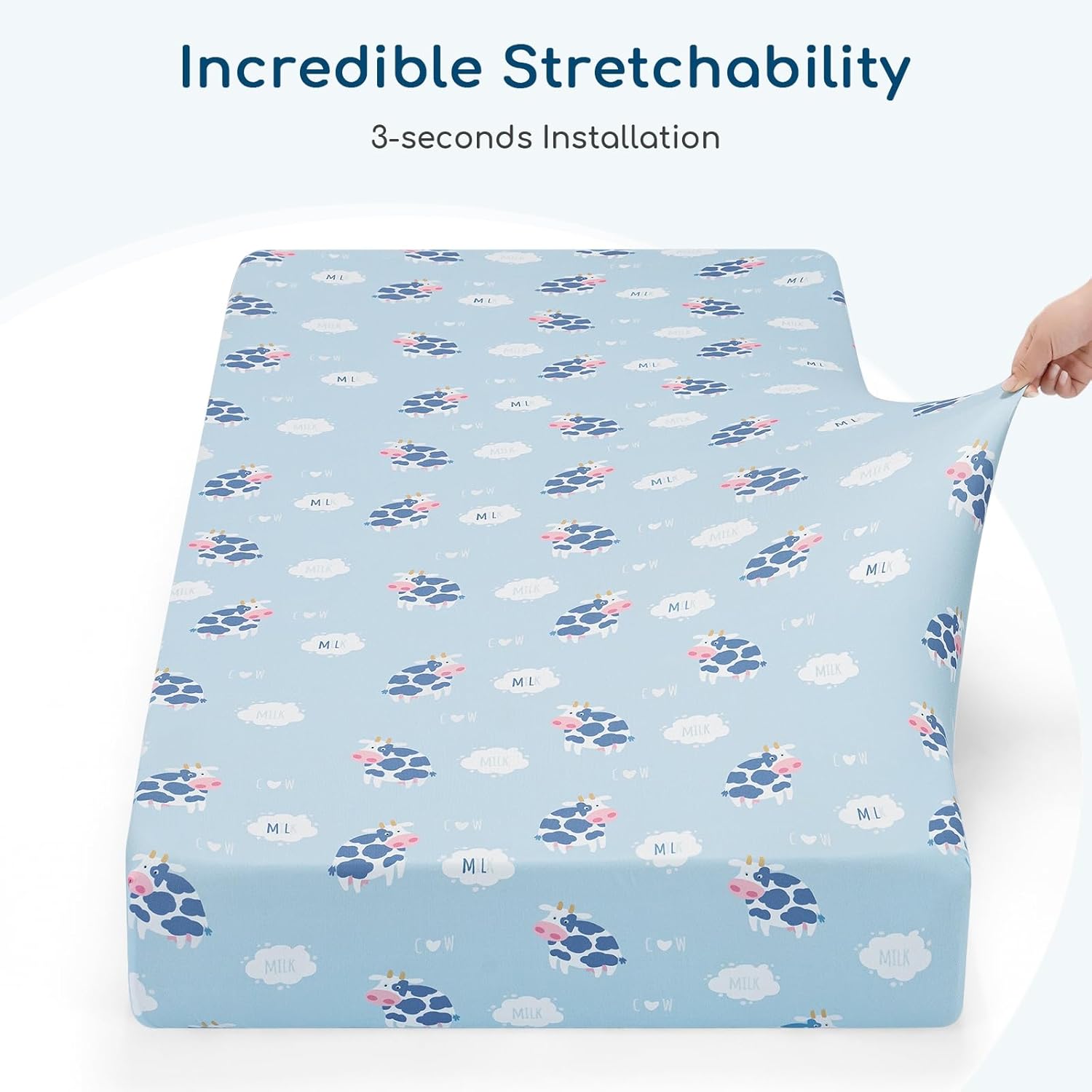 Thumbnail 5 de Yukkidds - Lot de 2 Draps Housse Bébé 60x120 cm en Microfibre Douce et Respirante, Ajustables et Lavables, Motifs Forestiers Bleus