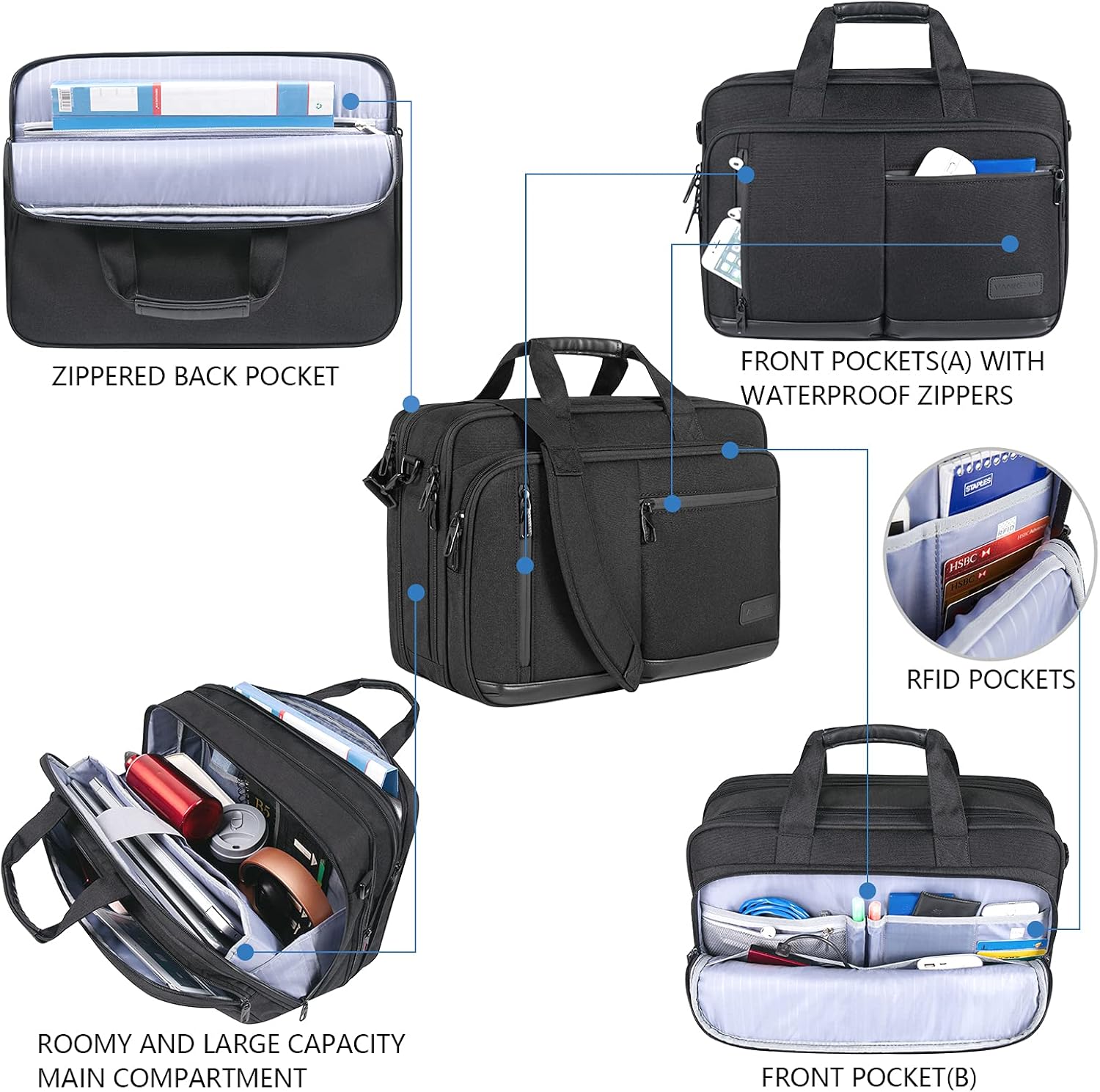 Thumbnail 5 de VANKEAN expandable laptop briefcase up to 17.3-inch for work, travel and school