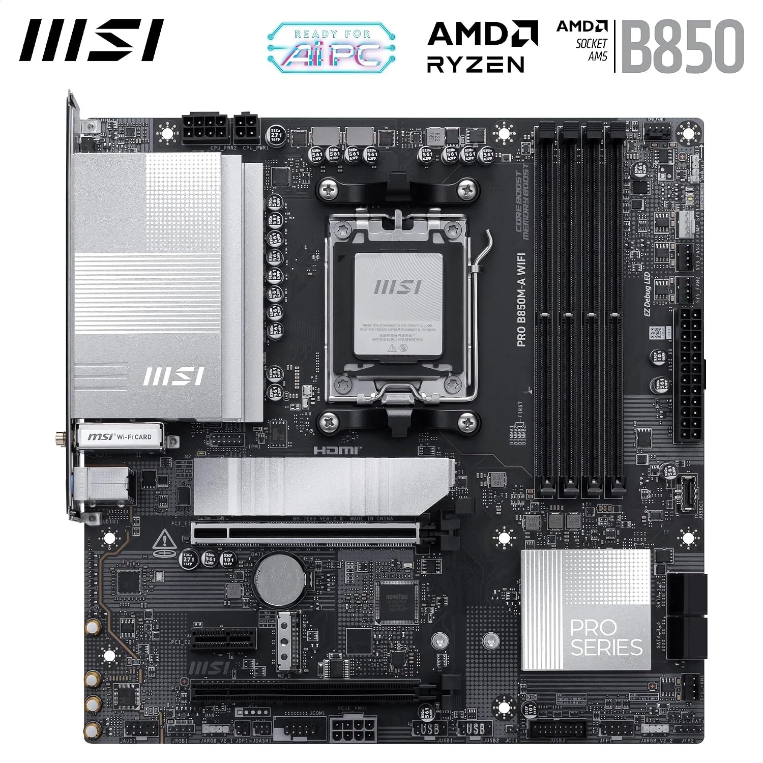 Detalle 2 de MSI PRO B850M-A WiFi Motherboard