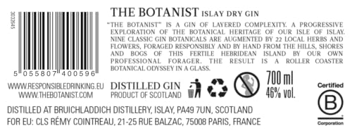 Detalle de The Botanist Gin (1 x 0,7 l) – Islay Premium-Dry-Gin mit 22 Wildbotanicals