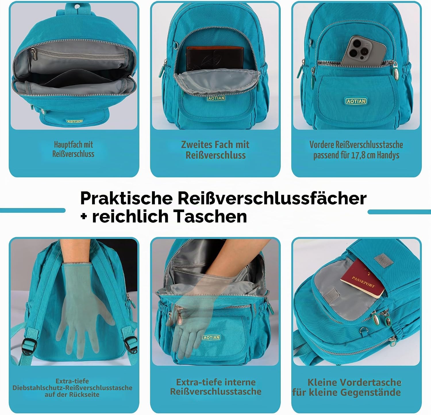 Thumbnail 3 de AOTIAN Mini Rucksack: Leichtgewichtiger Daypack 7 Liter für Mädchen und Damen