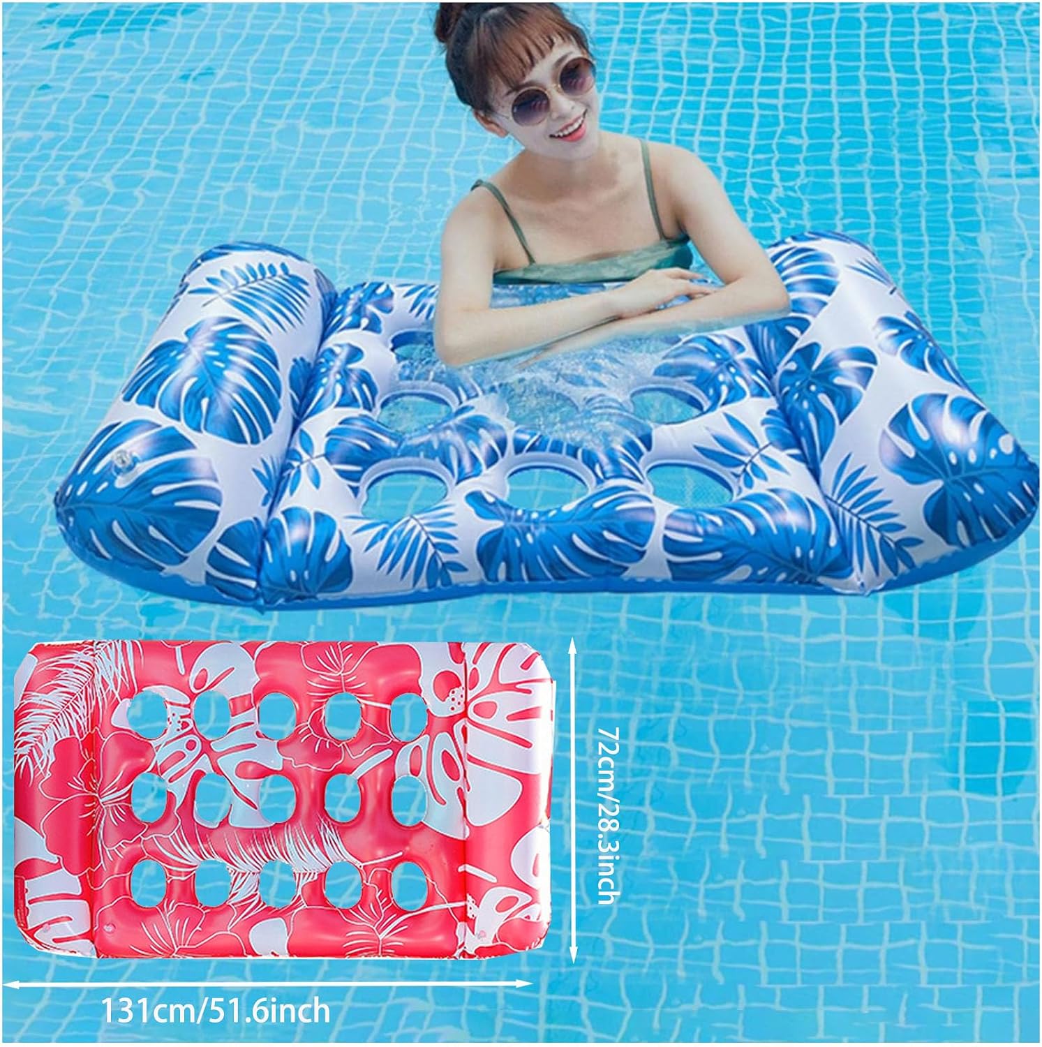 Detalle 1 de YELINTIAN Inflatable Pool Lounger with 15 Cooling Holes