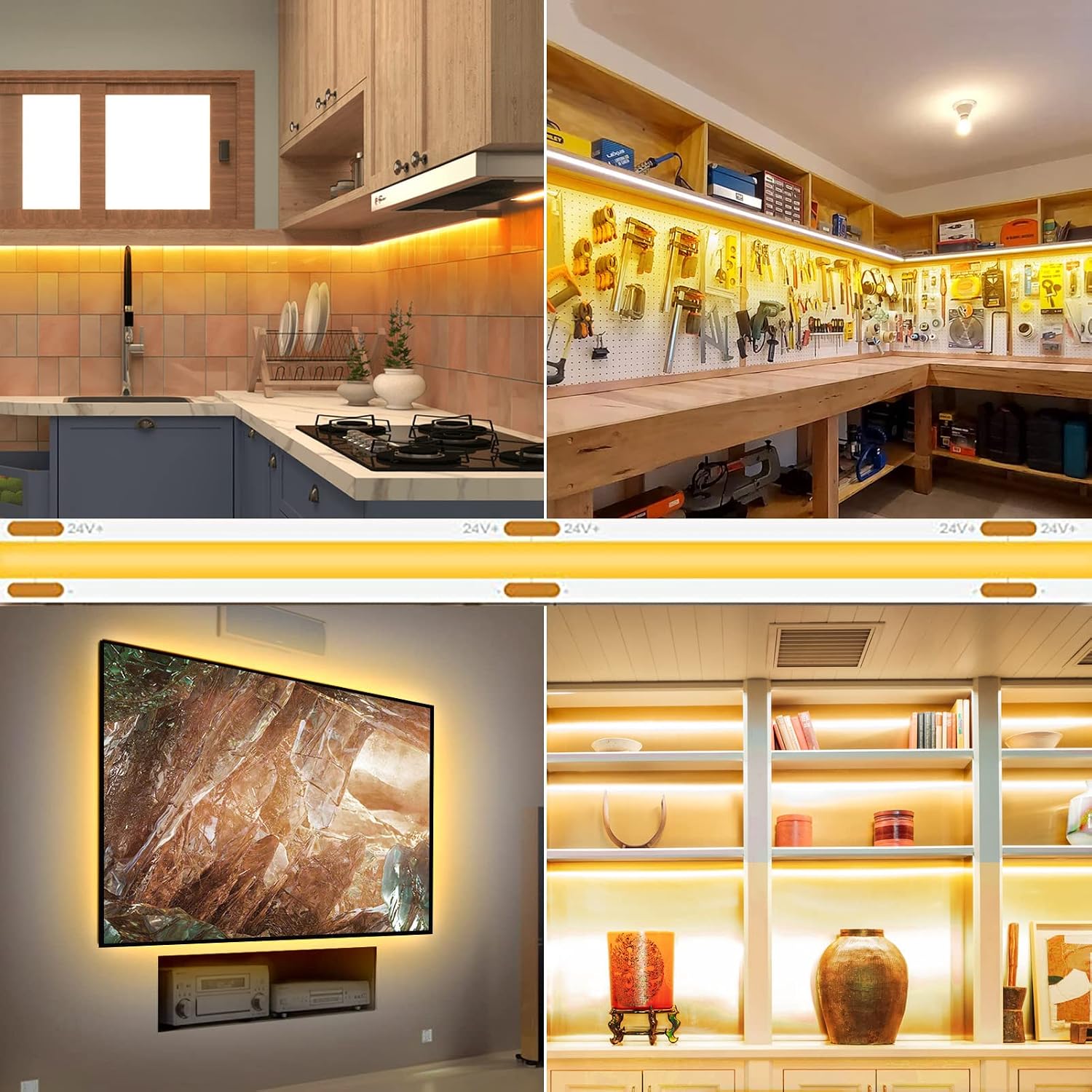 Detalle 2 de SIRYYUI COB LED Strip Lights 5m (Warm White 2700K) with RF Remote & DC24V Power Supply