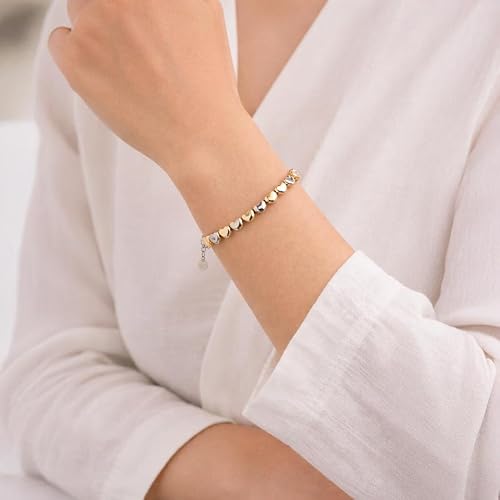 Detalle de SAGA GIOIELLI Bracciale donna cuori in Acciaio Inox – Regalo regalo San Valentino, finitura bicolor