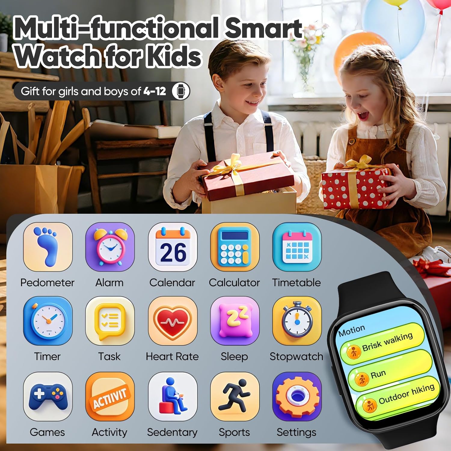 Thumbnail 1 de HTTWCOD Kids Smart Watch (4-12) with HD Touchscreen, Heart Rate & Sleep Monitor, IP68 Waterproof