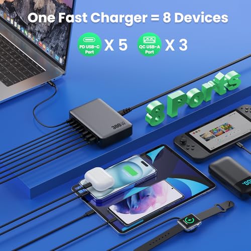 Thumbnail 1 de Cargador USB C 8 Puertos 300W GAN IV ⚡ Compatible MacBook, iPhone
