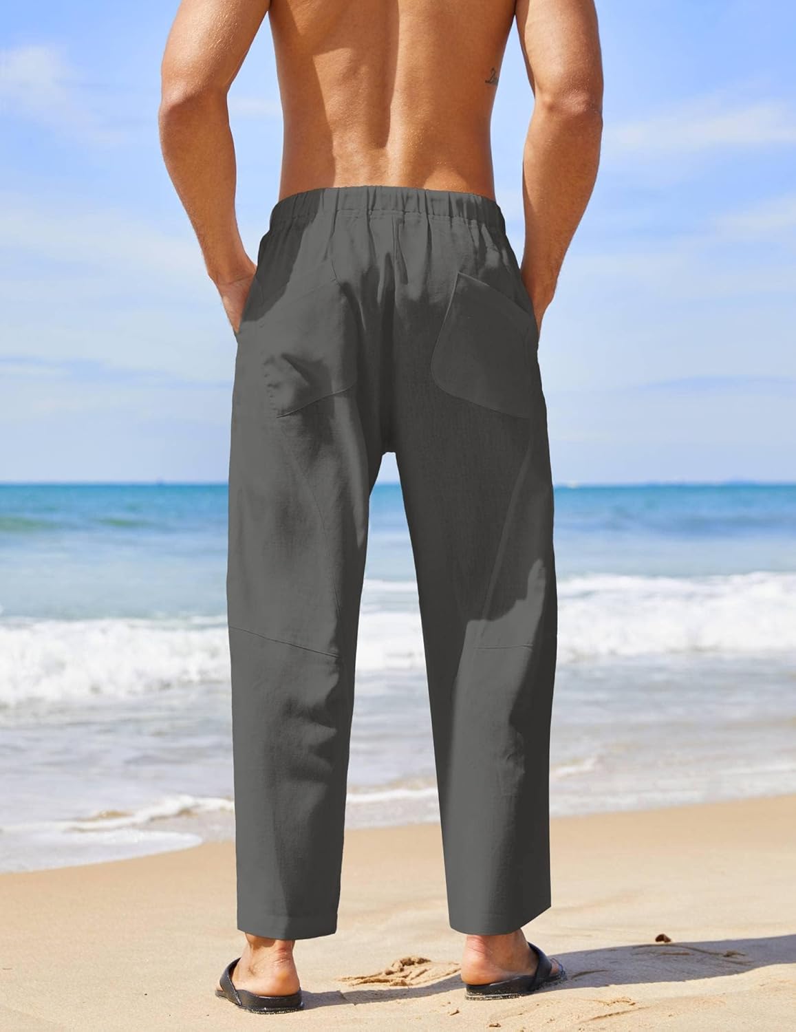 Thumbnail 3 de COOFANDY Herren-Leinenhose in Harem-Style mit Taschen (70% Viskose, 30% Leinen)