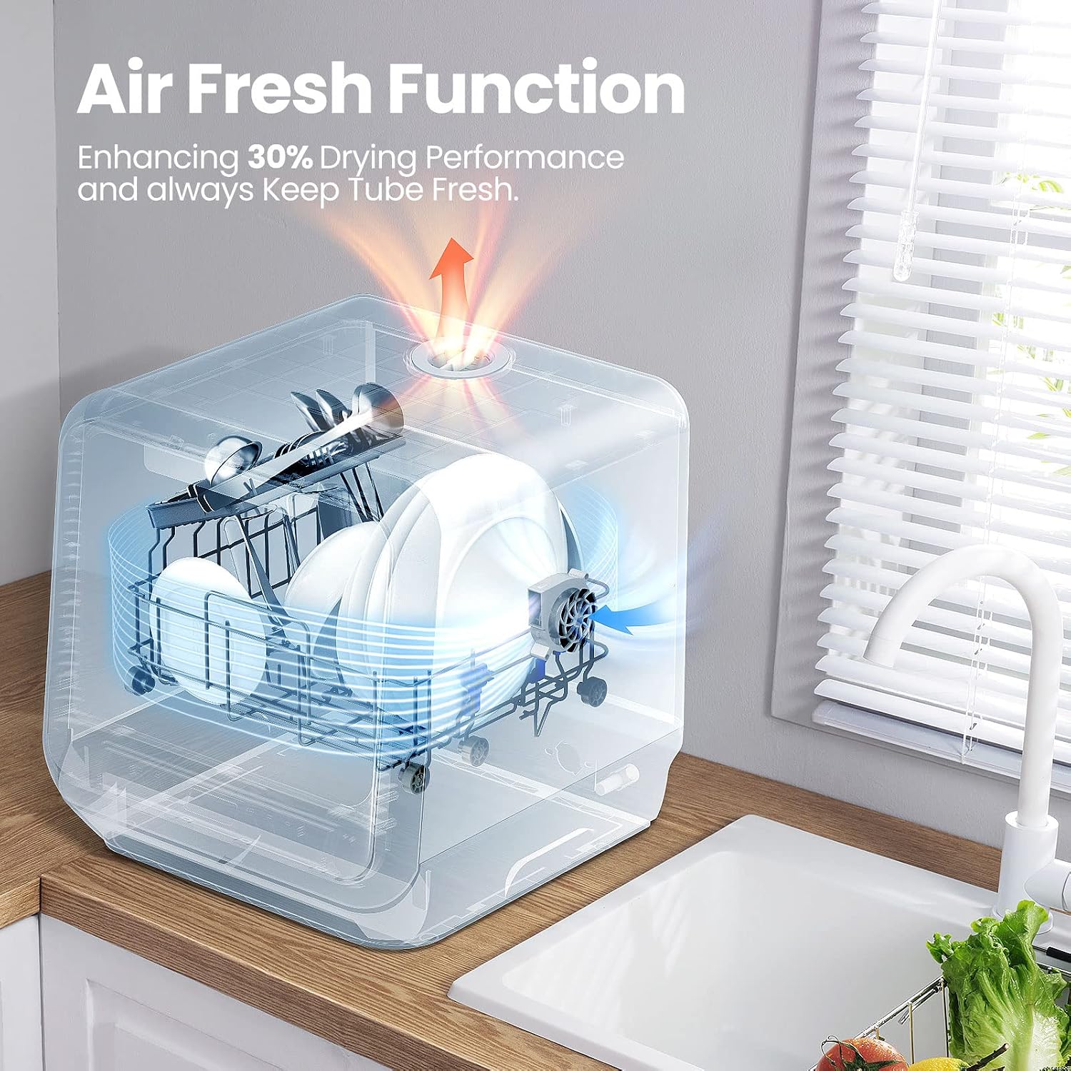 Thumbnail 6 de COMFEE' CDC17P0AWB Countertop Dishwasher, 1.32-Gallon Tank, 6 Programs