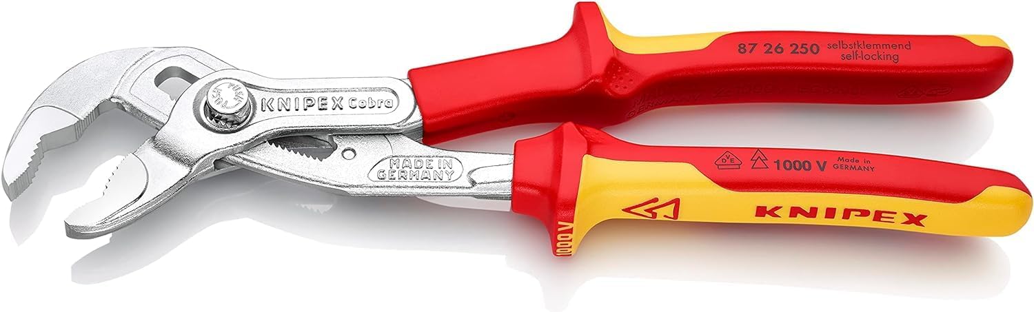 Thumbnail 1 de KNIPEX Cobra VDE High-Tech Water Pump Pliers 87 26 250 SB – Insulated, Chrome-Plated with Multi-Component Grips