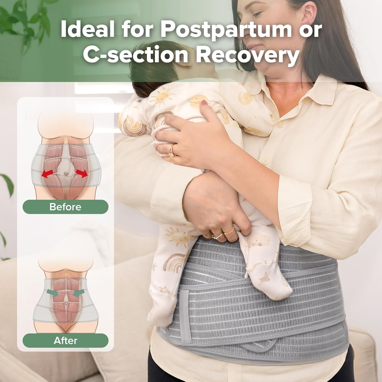 Thumbnail 1 de haakaa Ceinture abdominale post-partum : bandage souple réglable pour la récupération après accouchement naturel ou césarienne