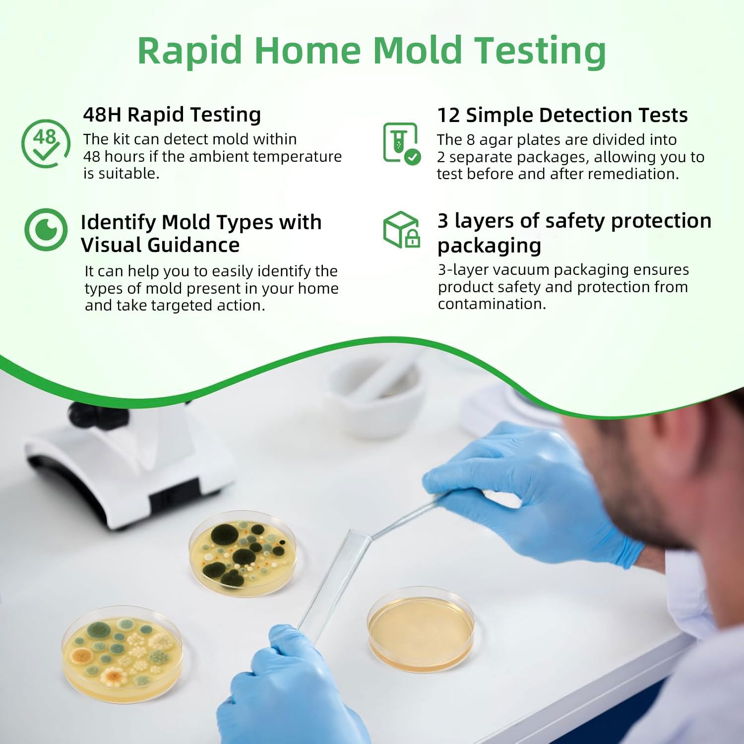 Detalle de PGZBZ PGZBZ-001 Mold Test Kit, 12 Tests for HVAC, Surfaces and Indoor Air