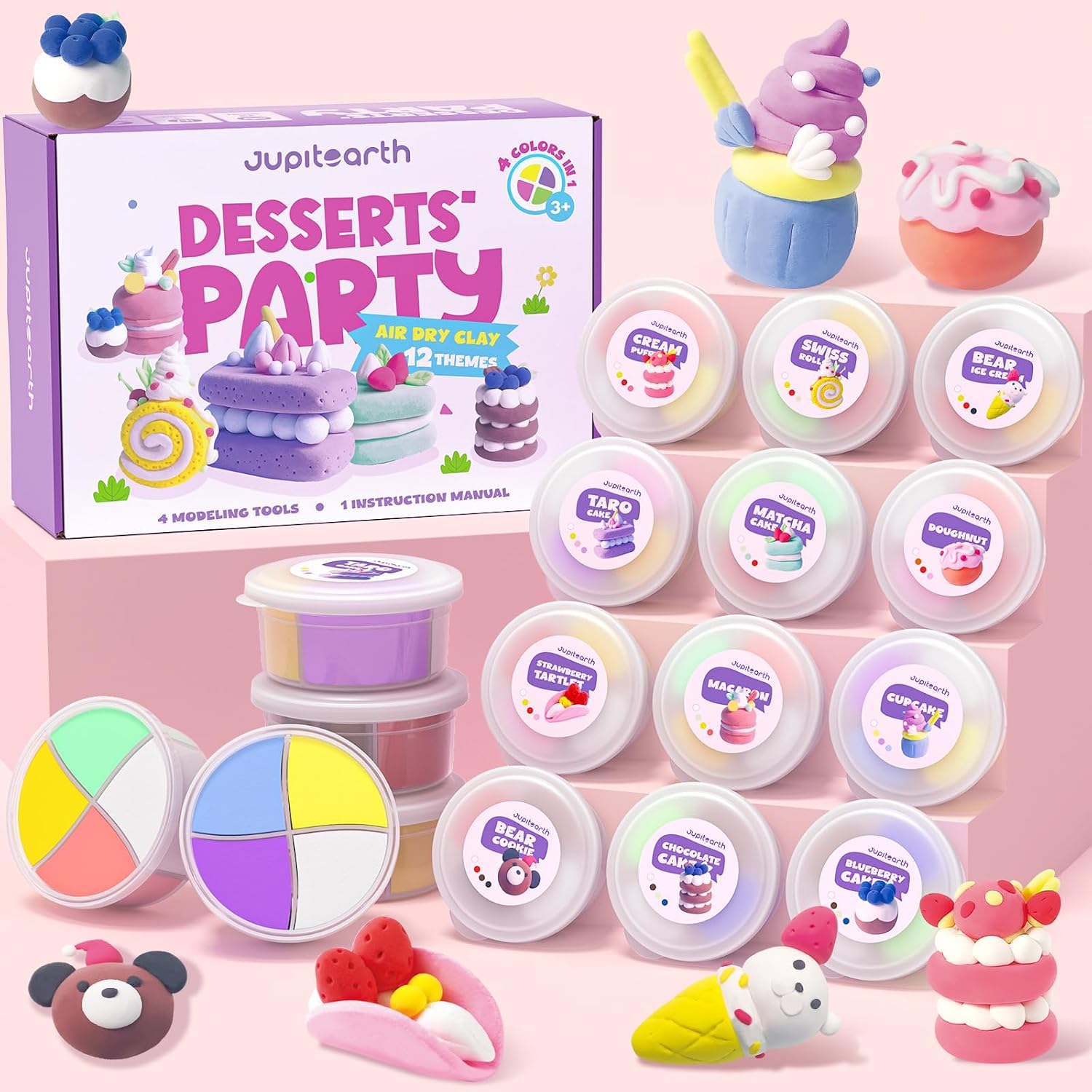 Detalle de JUPITEARTH Air Dry Clay kit, 12 desserts