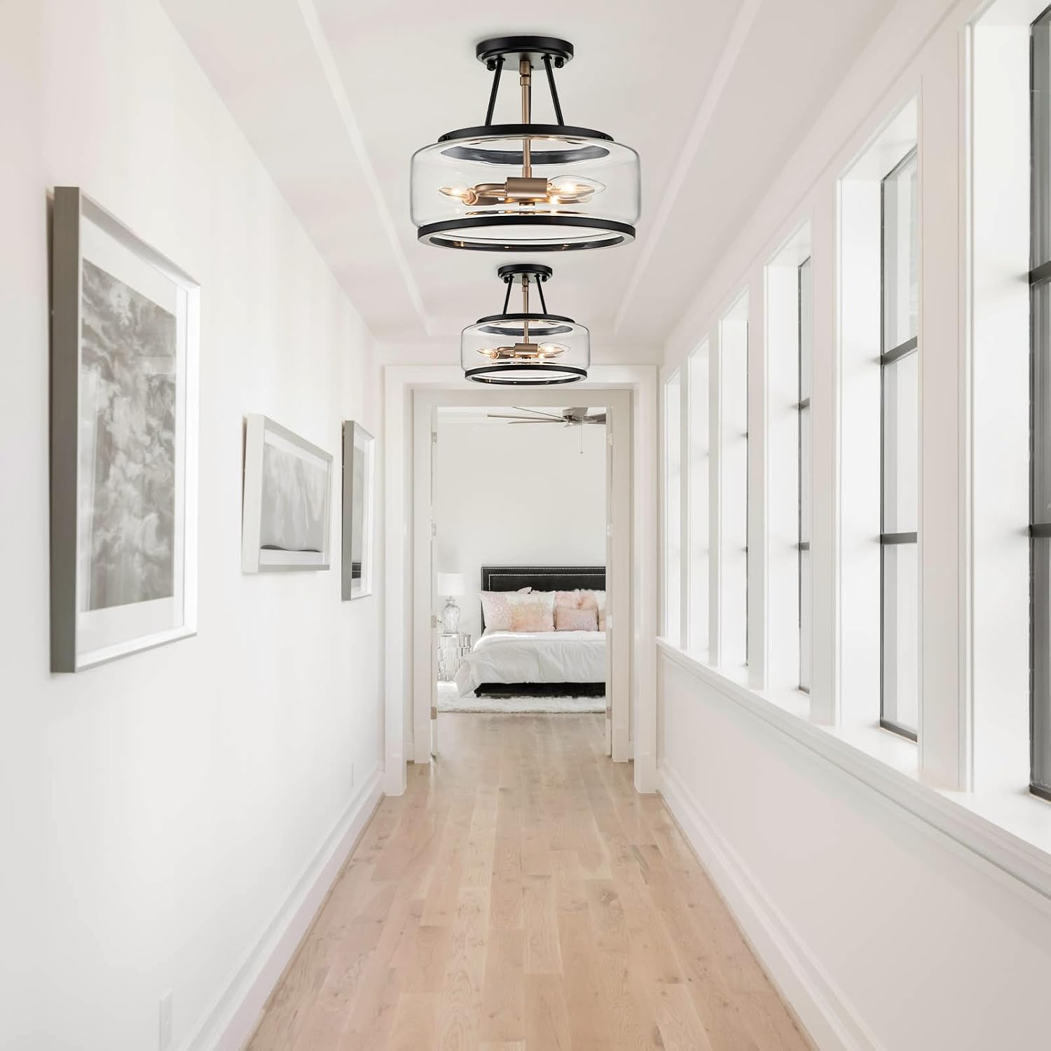 Detalle 1 de Semi-flush mount ceiling light, 11.8-inch drum