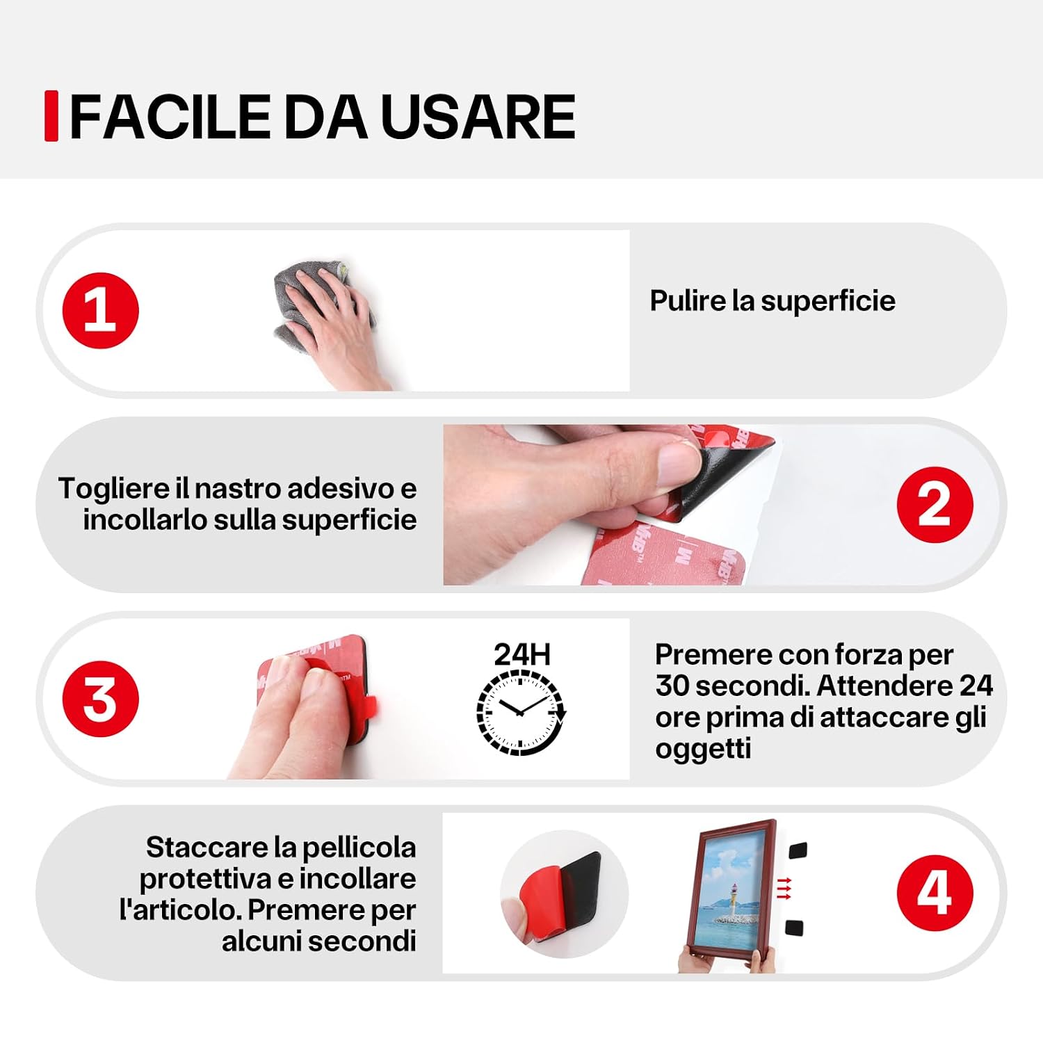 Thumbnail 6 de FIXCHORD Tampone impermeabile biadesivo extra forte, 10 pezzi (44 × 34 mm) per auto, casa e videocamere d’azione