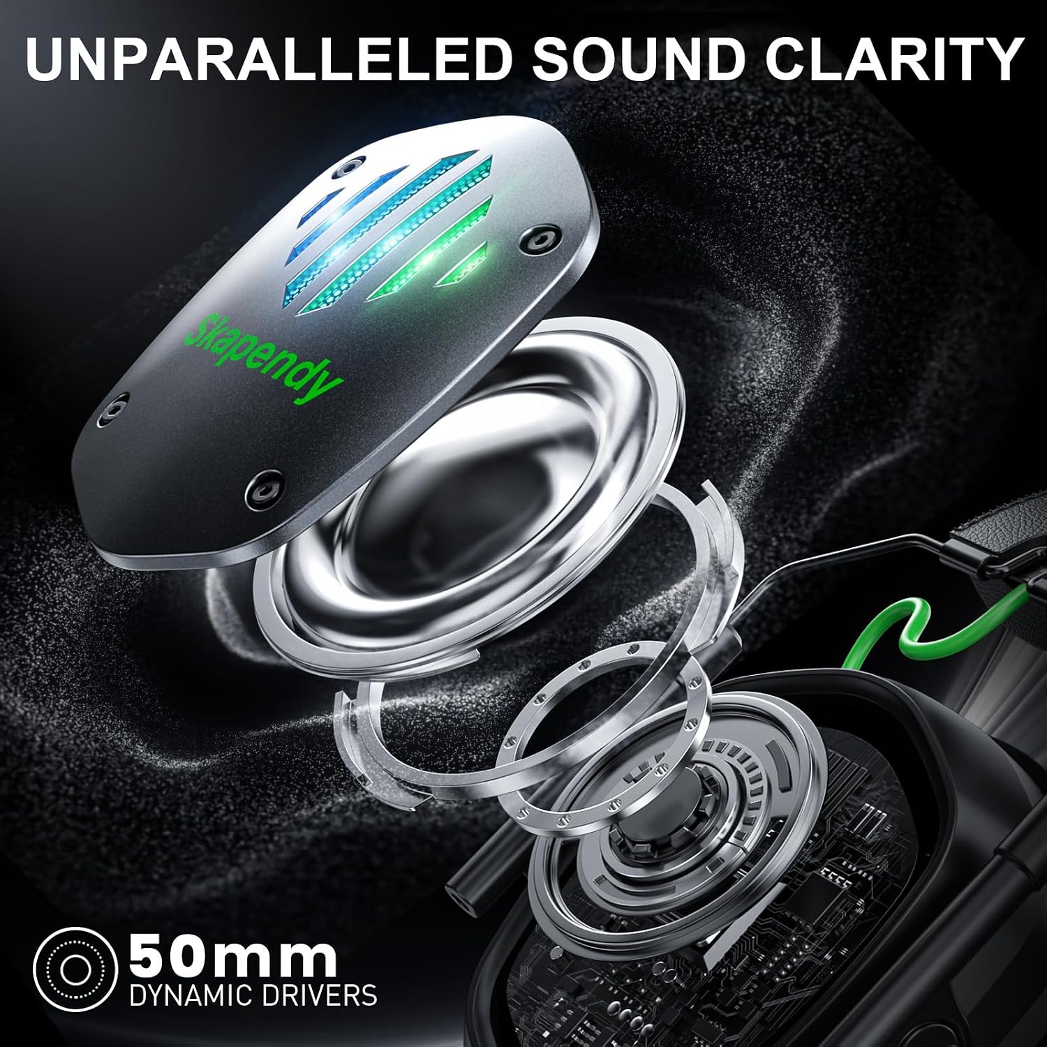 Detalle de SKAPENDY VK81 Wireless Gaming Headset for PS5, PS4, PC & Switch (2.4 GHz + Bluetooth, 20 ms latency, ENC mic)