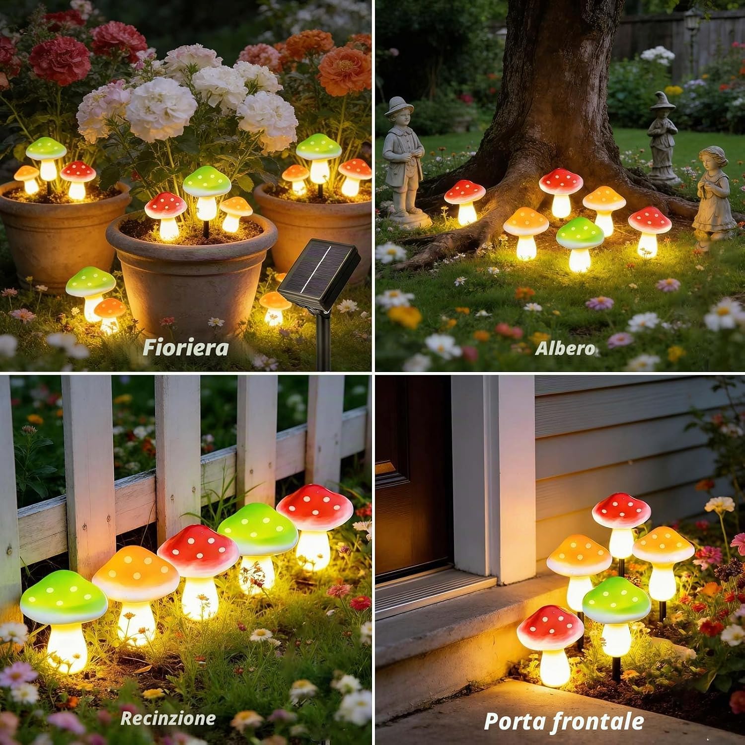 Thumbnail 6 de Joycome: Ornamenti solari da giardino a forma di fungo con 6 LED, impermeabili IP65 per esterni