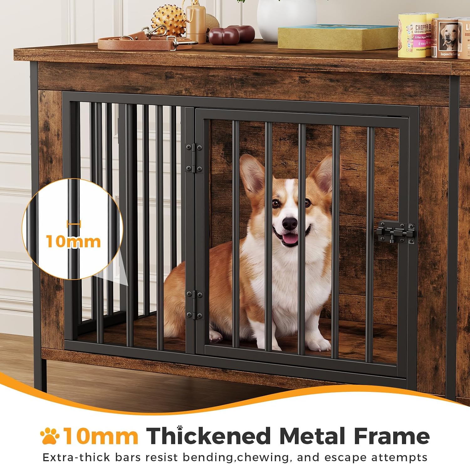 Detalle 1 de NEWBULIG Double Dog Crate Furniture, 63-inch
