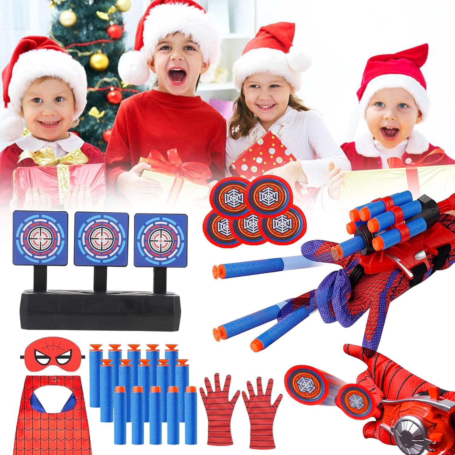 Thumbnail 5 de 3 Sets Spider Web Shooters Halloween Party Favors: Wrist Launcher Toys with Hero Gloves, Capes & Masks for Kids