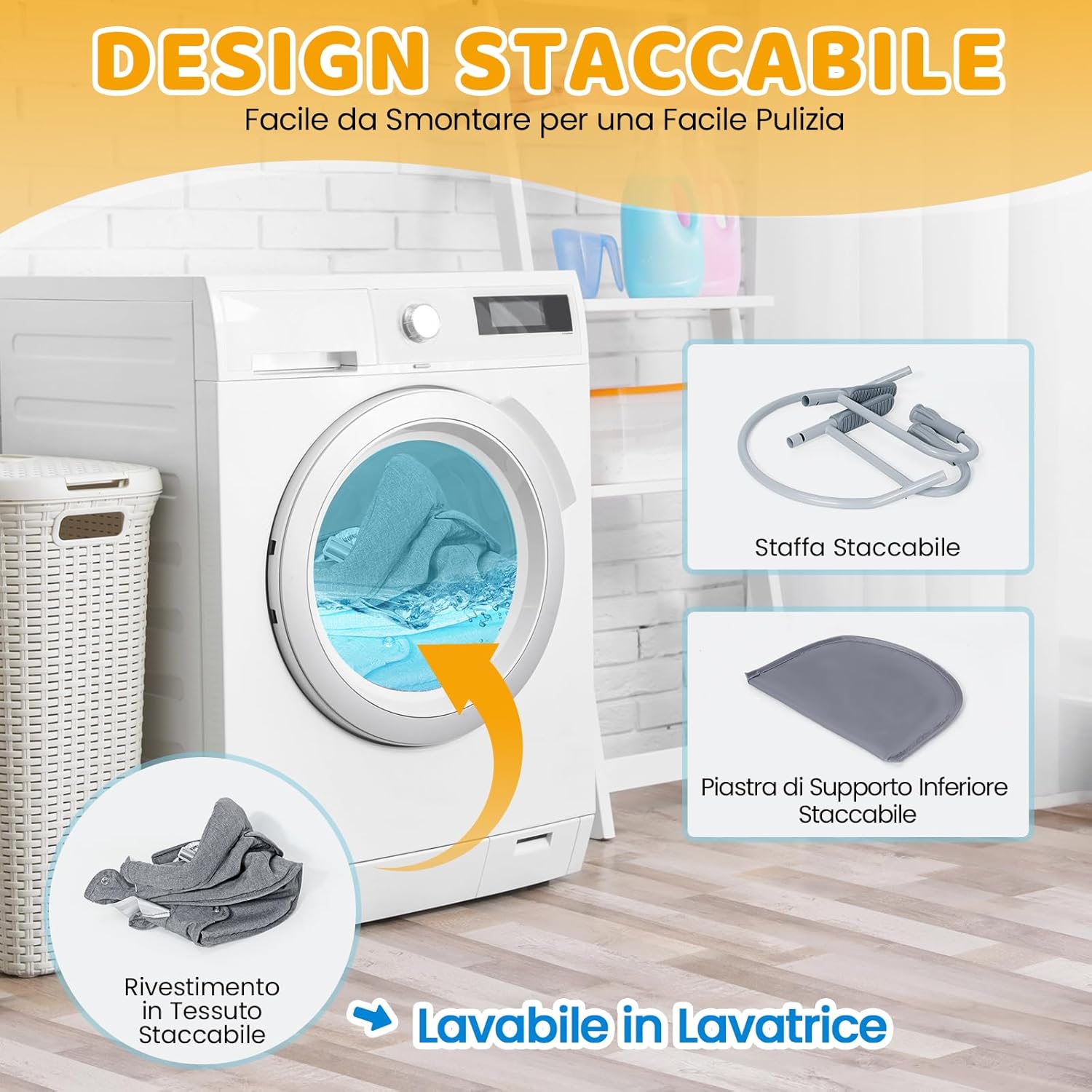 Thumbnail 5 de Orzbow seggiolino da tavolo per bambini con imbracatura a 5 punti, tappetini imbottiti e borsa grigia