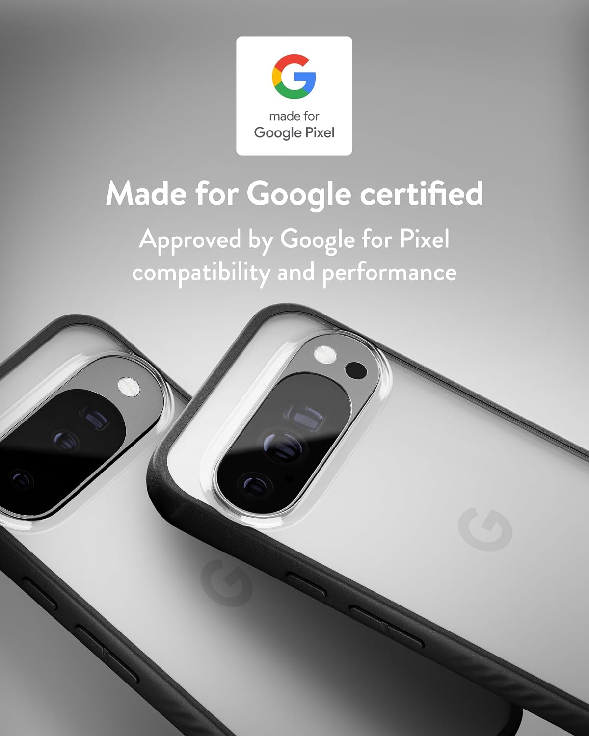 Detalle de Mous Clarity per Google Pixel 10 / 10 Pro (2025) con protezione anti-graffio e anti-ingiallimento