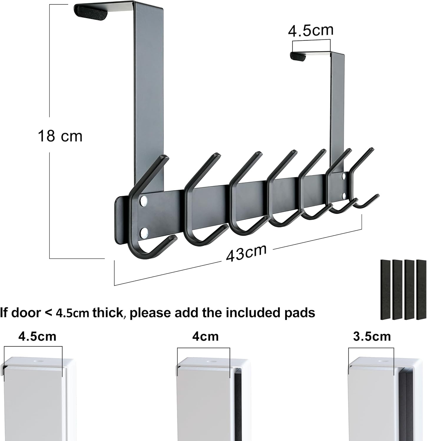 Thumbnail 2 de HONSKY Foldable Over Door Hook: 14-Hook Over-Door Hanger for UK Homes