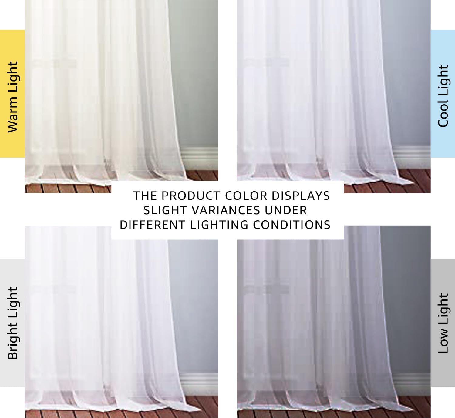 Detalle 2 de NICETOWN White Sheer Curtains & Drapes, 54x96, Grommet Top (2 Panels) — Light Filtering Voile for Living Room or Bedroom