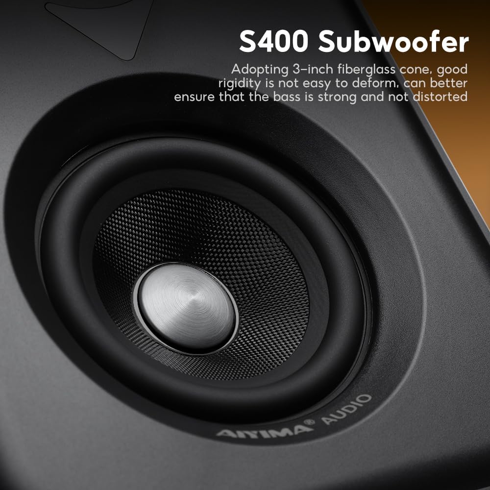 Thumbnail 2 de AIYIMA S400 Upgraded 2.1 Active Bookshelf Speaker – 50W HiFi Stereo with Bluetooth 5.3 and USB DAC