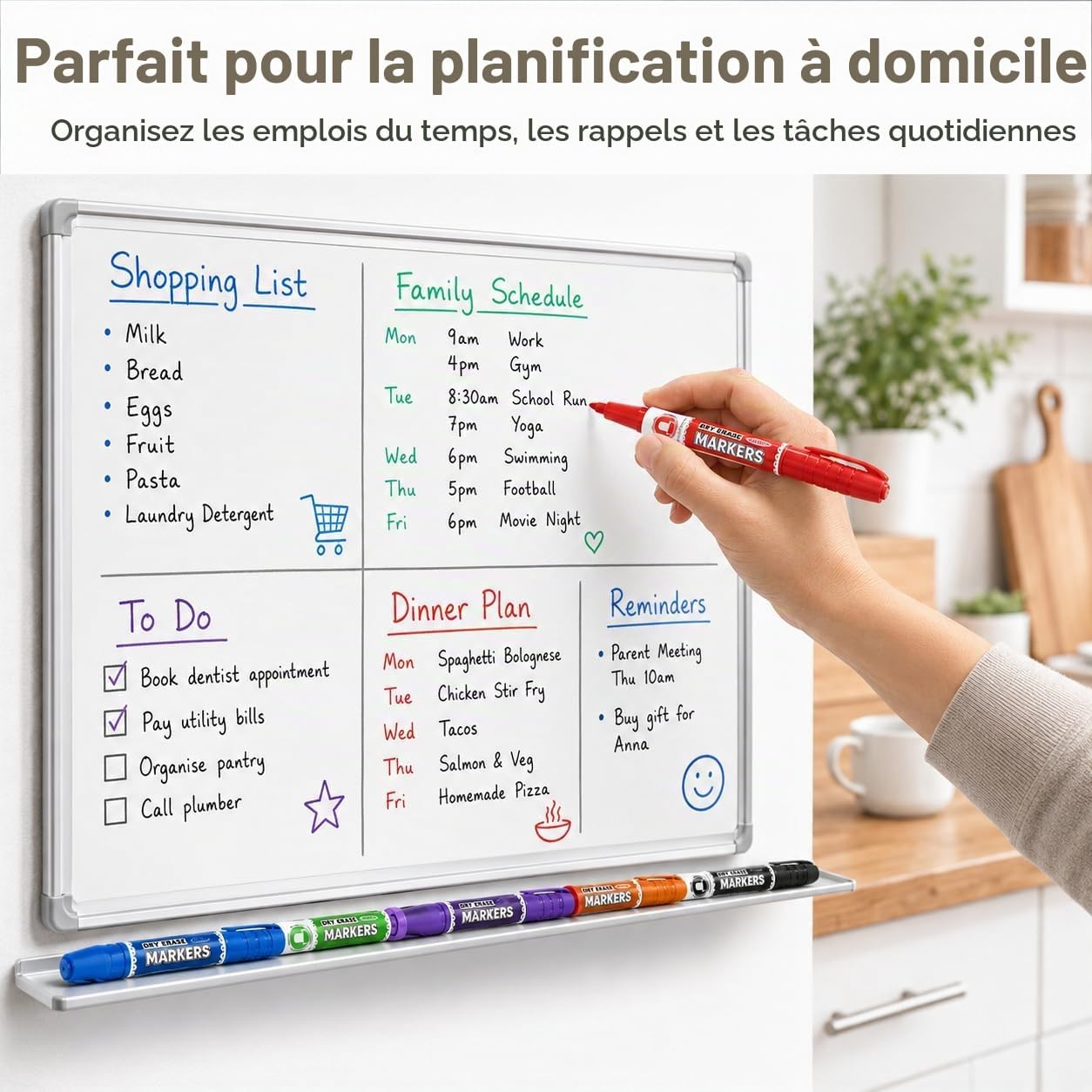 Thumbnail 3 de SUQJOY Stylos pour Tableau Blanc – Lot de 12 marqueurs fines couleurs avec pointe moyenne et faible odeur