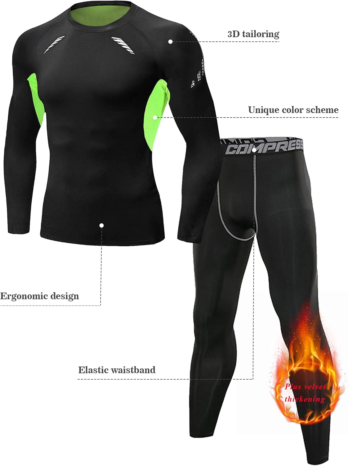 Detalle 2 de Ensemble de sous-vêtement thermique homme Terecey : respirant et séchage rapide pour sport et plein air