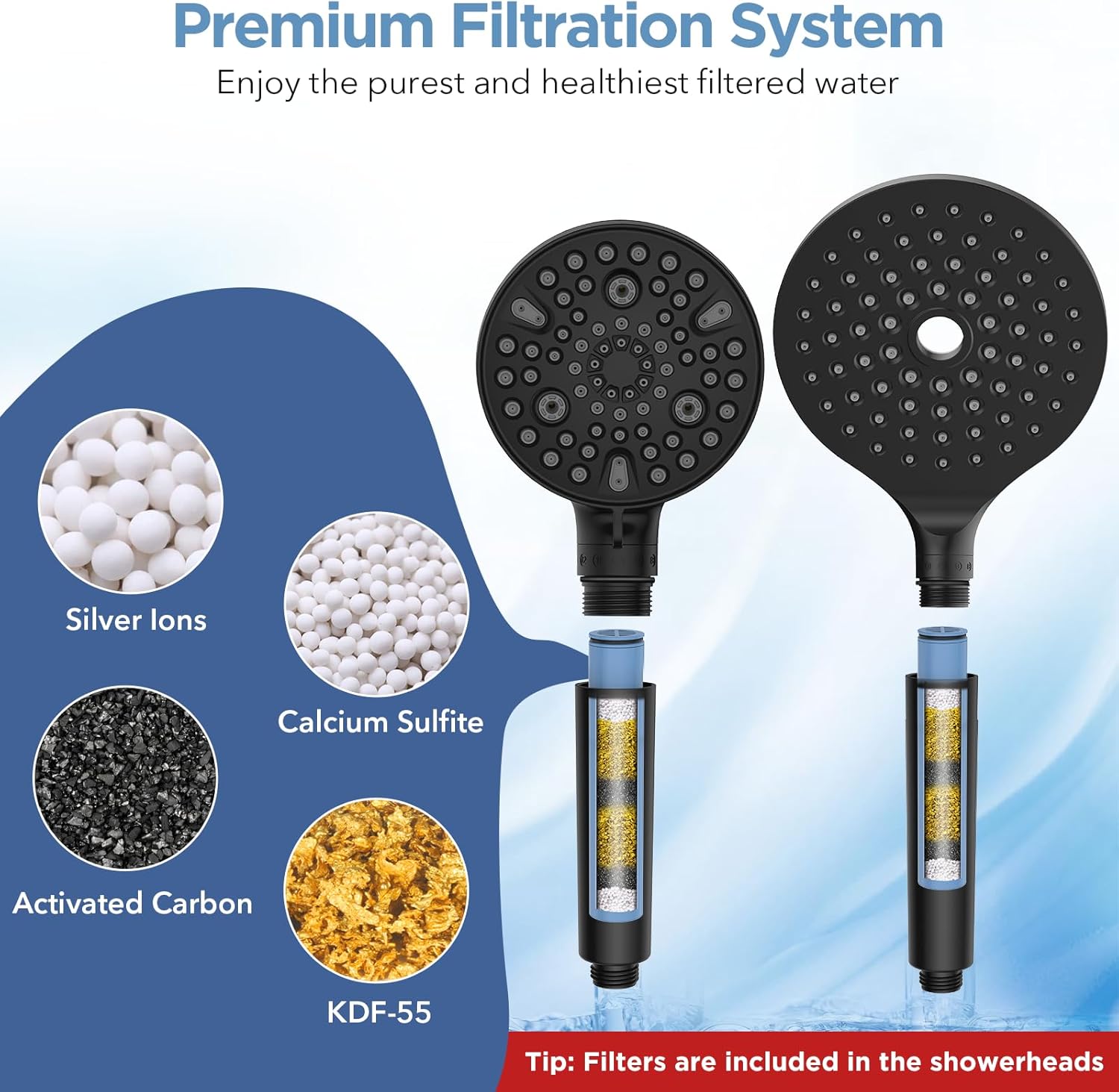 Detalle 2 de MakeFit Dual Filtered Rain Shower Head with Hard Water Filter