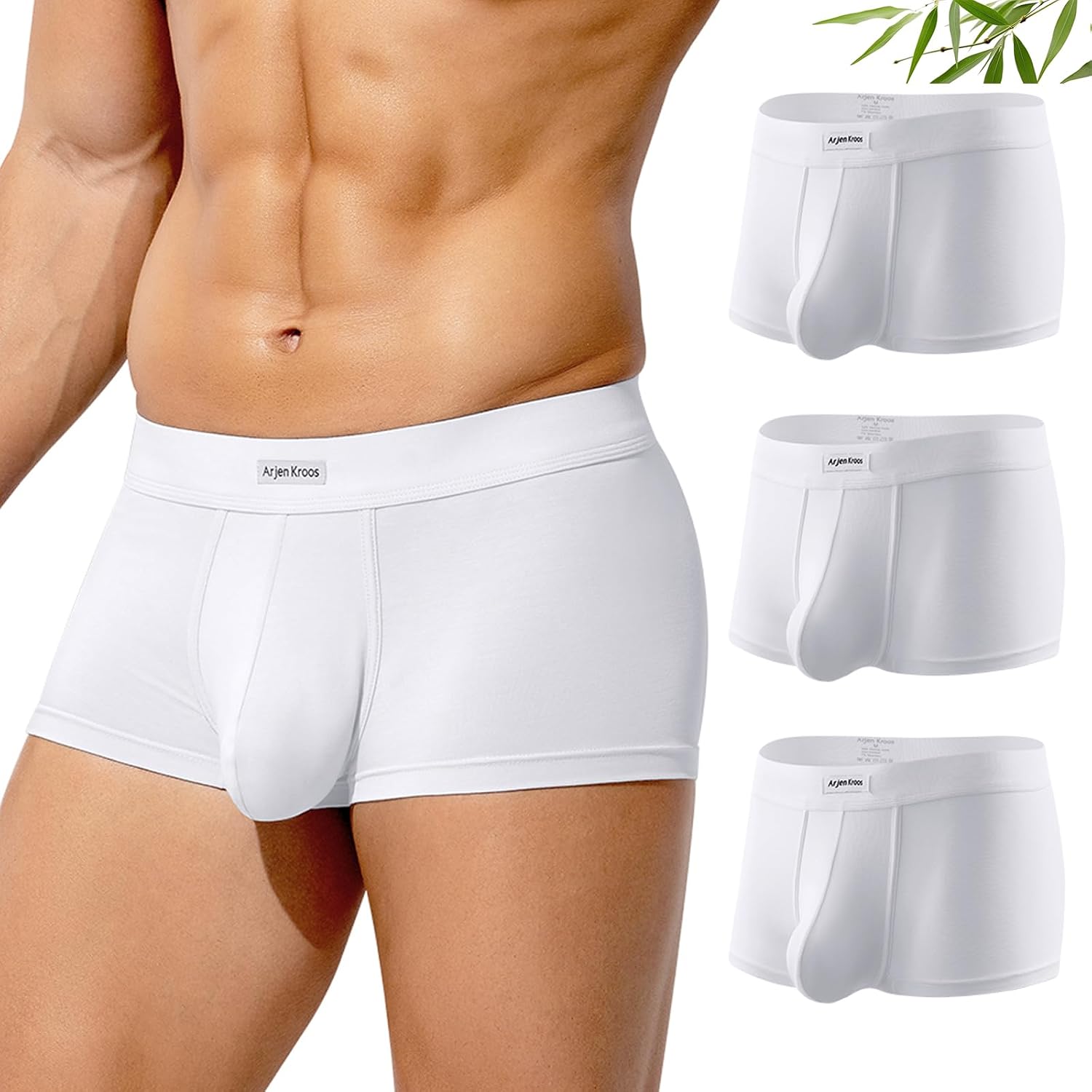 Detalle de Arjen Kroos Bambus-Boxershorts für Herren im 3er-Pack (weiche, atmungsaktive Unterwäsche)