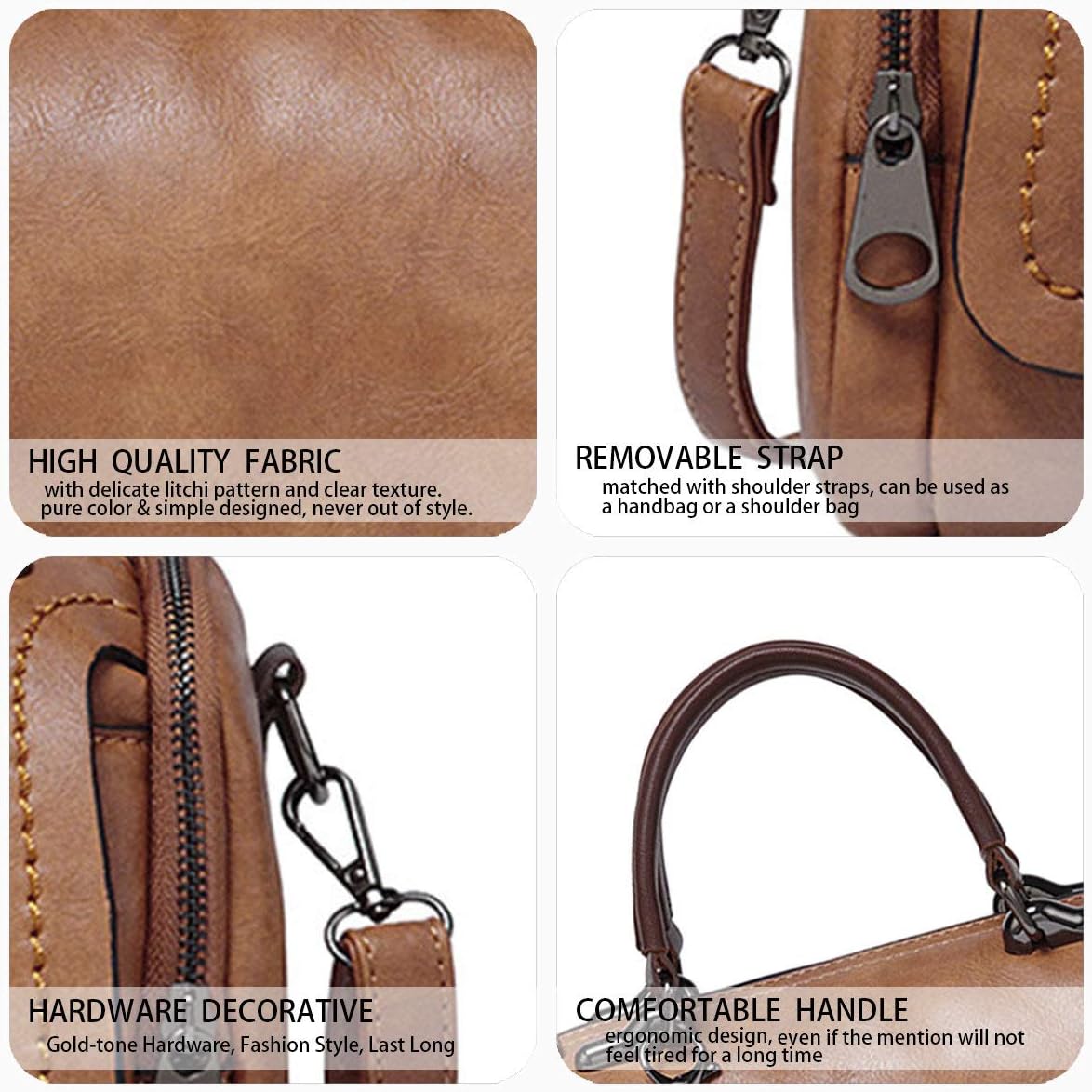 Thumbnail 4 de Bukesiyi Donna Borsa a Tracolla Marrone IT77152: stile e praticità in ecopelle