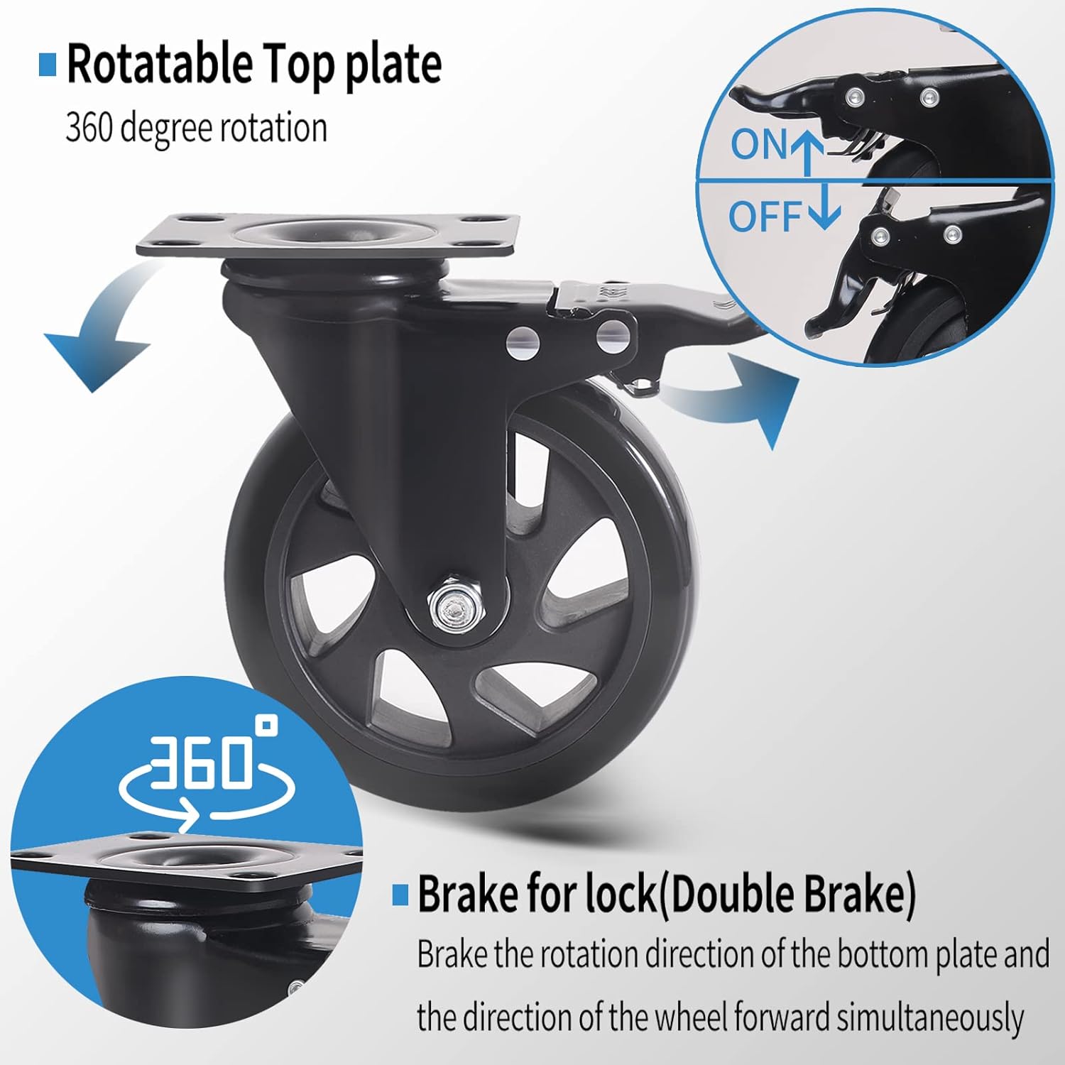Detalle de RRIUTO 125mm heavy duty swivel castors 800kg