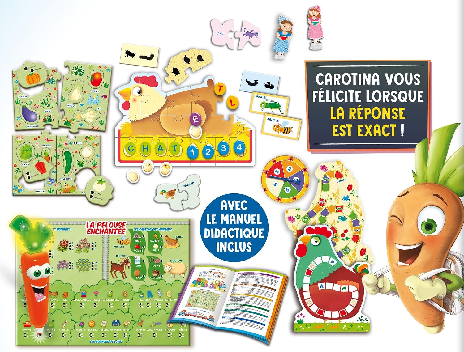 Detalle de Lisciani CAROTINA Coffret 50 Jeux pour Enfants de 3 à 6 ans – Stylo Parlant