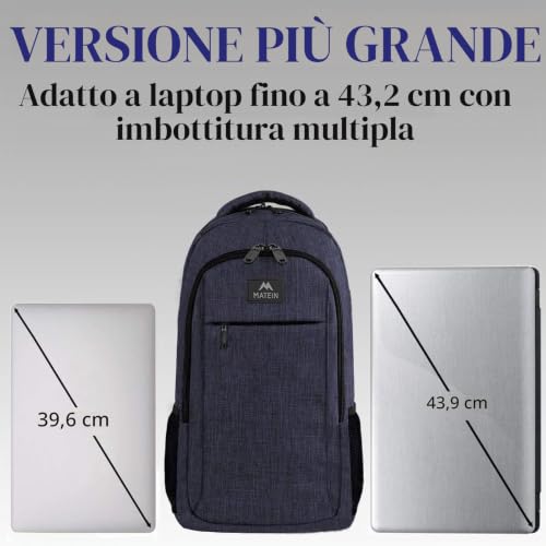 Detalle de MATEIN zaino porta PC da 17,3″, 38 L, apertura TSA e tasca antifurto