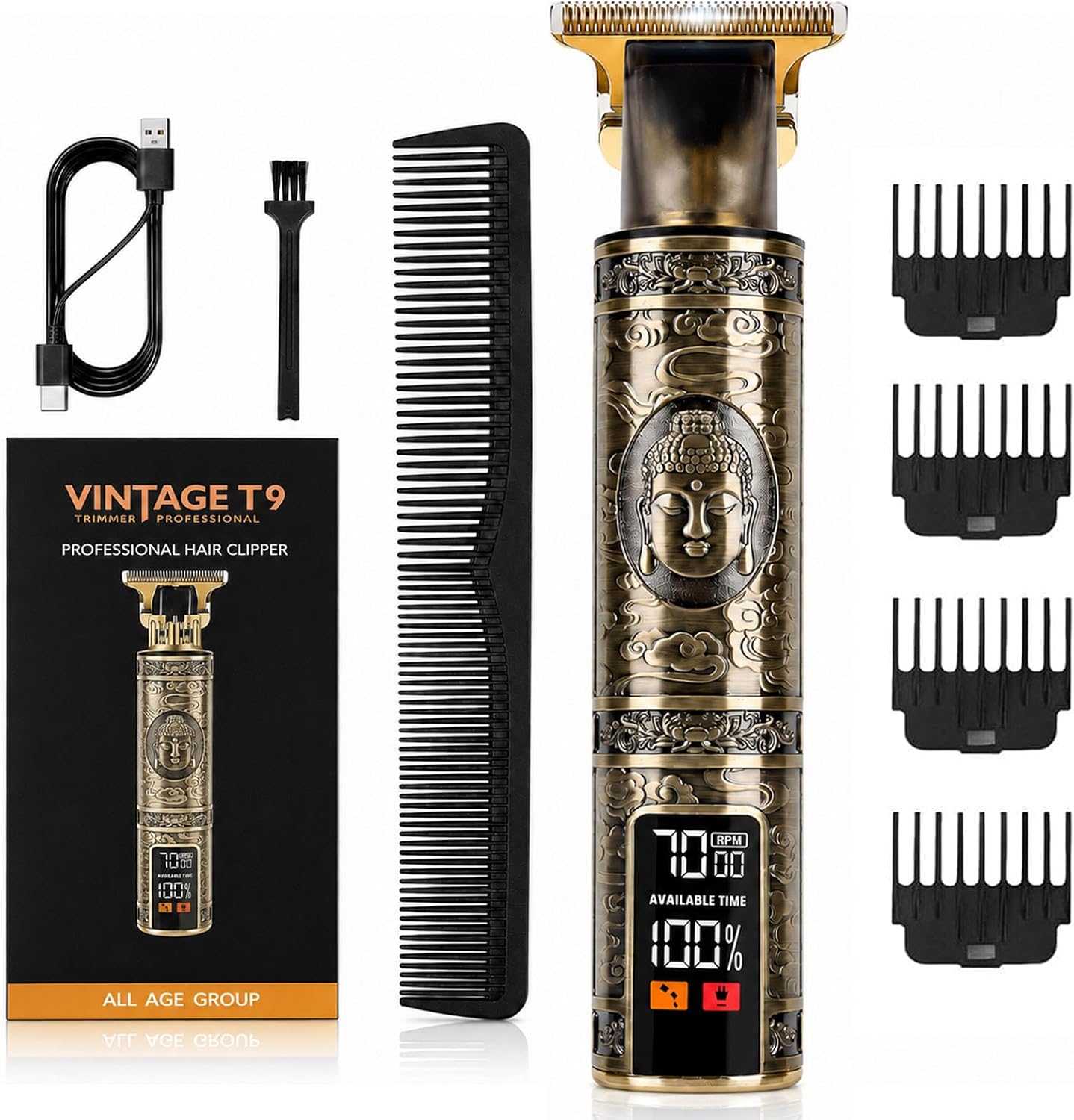 Detalle de Beard Trimmer & Hair Clippers for Men with LCD Display – Cordless Detailer, 1200mAh Battery, USB-C Fast Charge