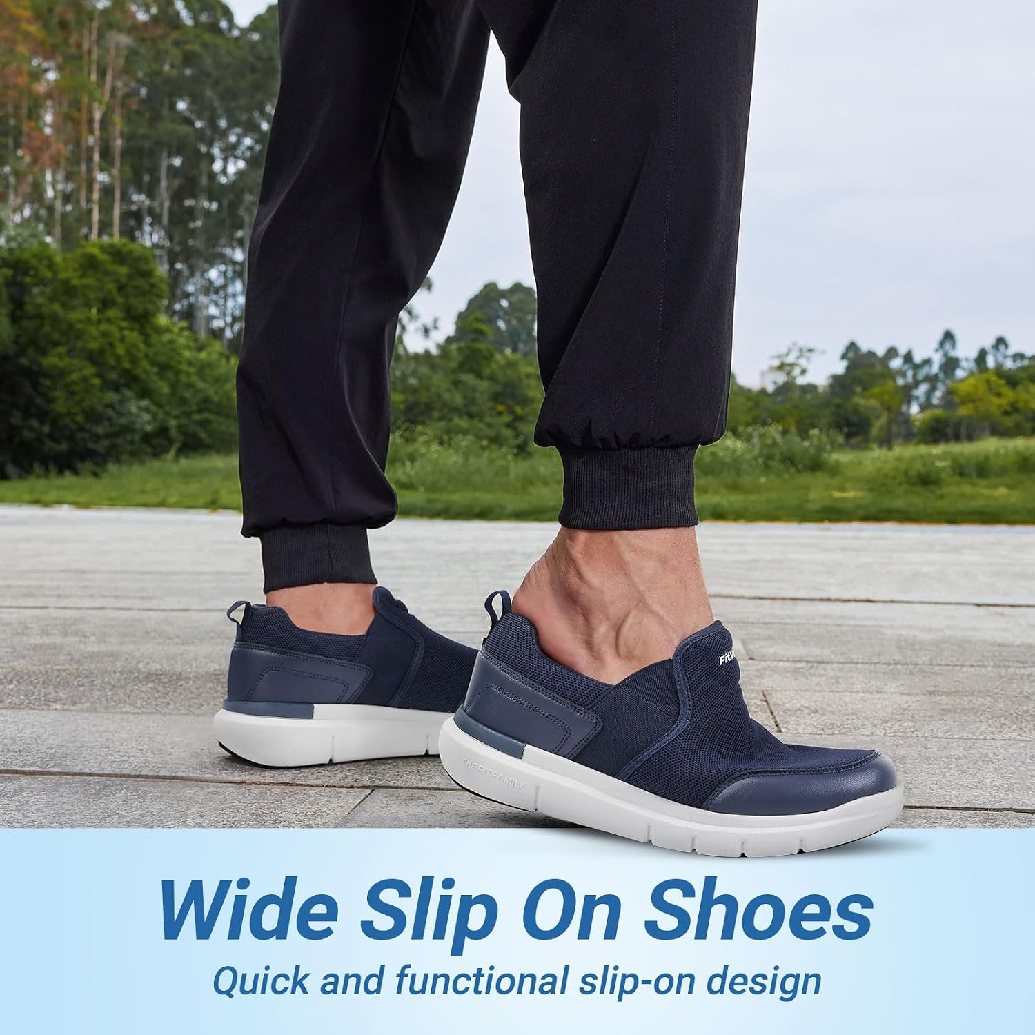 Detalle de FitVille Scarpe Uomo Slip-on antiscivolo per camminata, comode e traspiranti a pianta larga