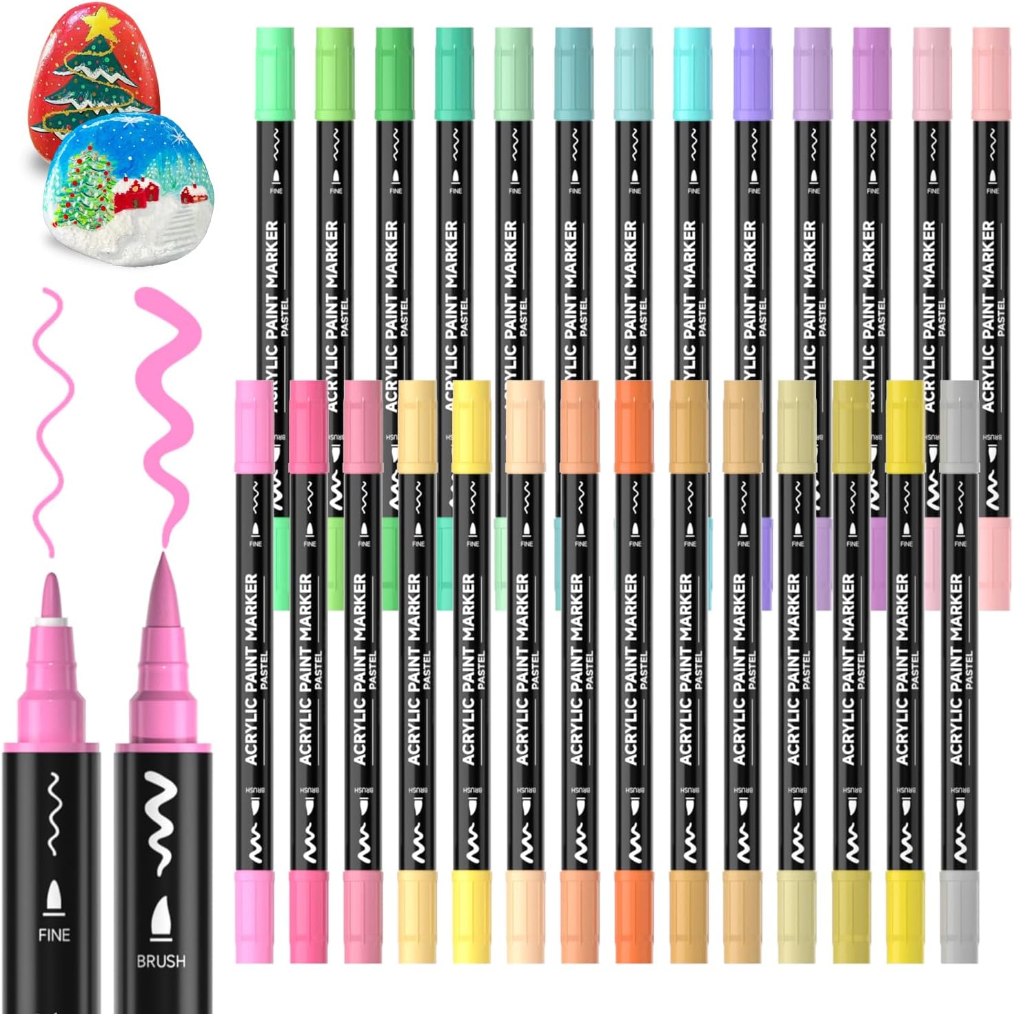 Detalle de Shuttle Art Dual Tip Acrylic Paint Pens 28-pack 🎨