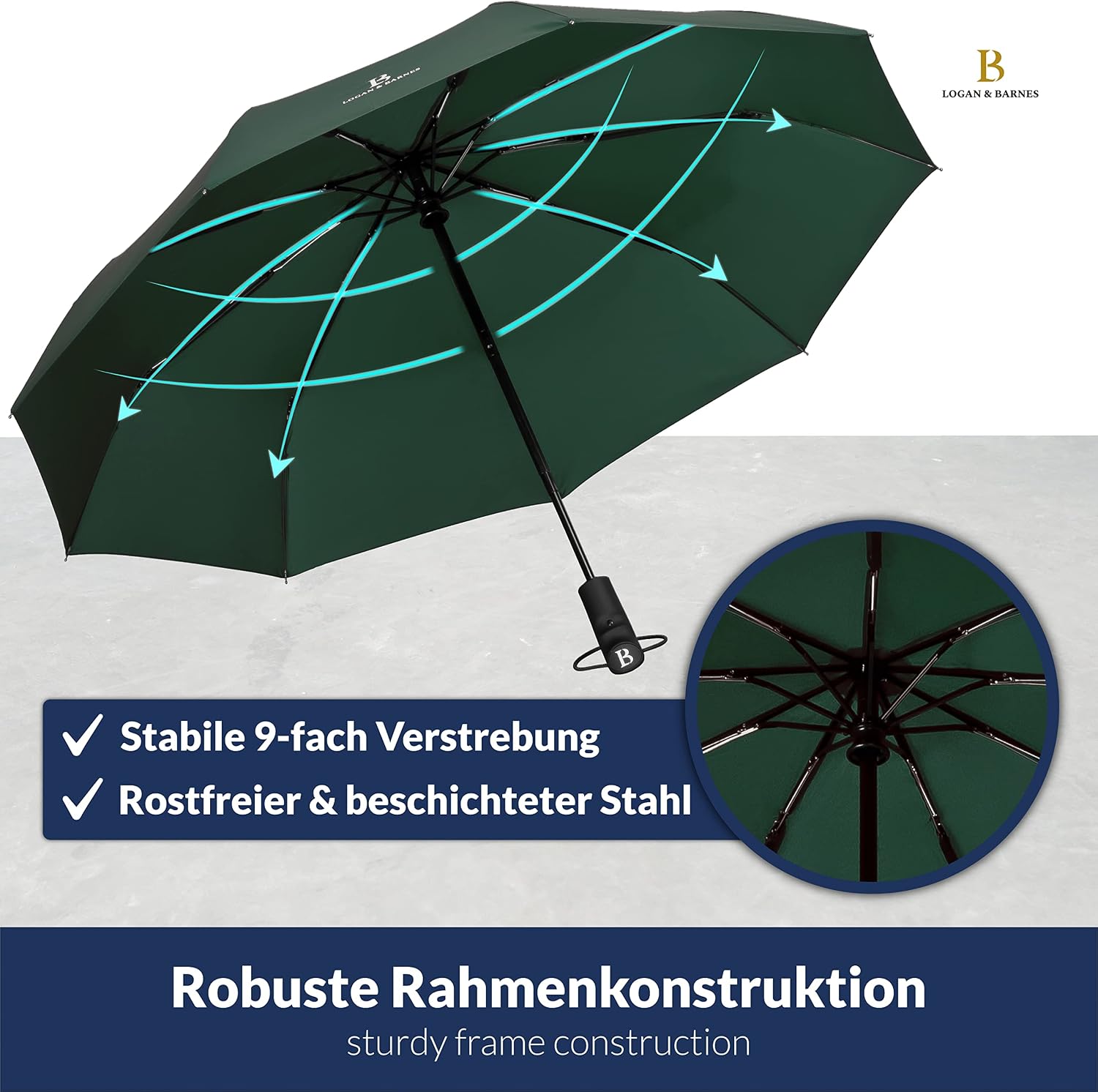 Detalle 2 de LOGAN & BARNES Glasgow Taschenschirm 140 km/h