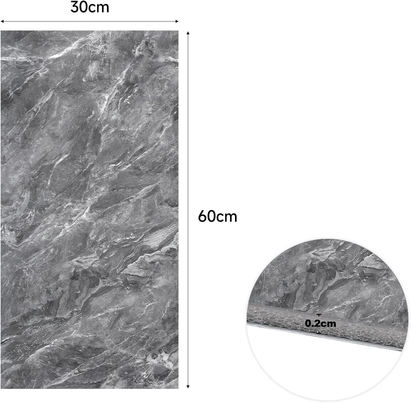Thumbnail 6 de Warmiehomy Marble Tiles 60x30cm (10 Pack) Self-Adhesive Waterproof Peel-and-Stick Wall Tiles – Earl Grey