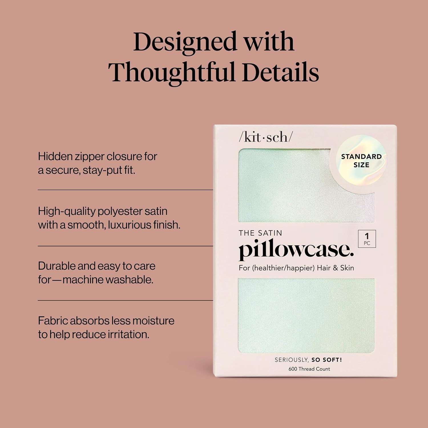 Detalle 1 de Aura Kitsch Satin Pillowcase with Zipper 19x26
