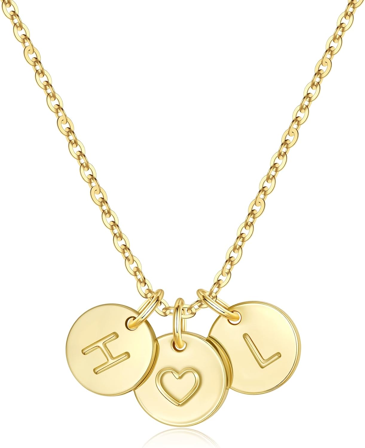 Detalle de TINGN Kette Gold Damen Herz Halskette mit zwei Buchstaben (14K Gold vergoldet, hypoallergen)