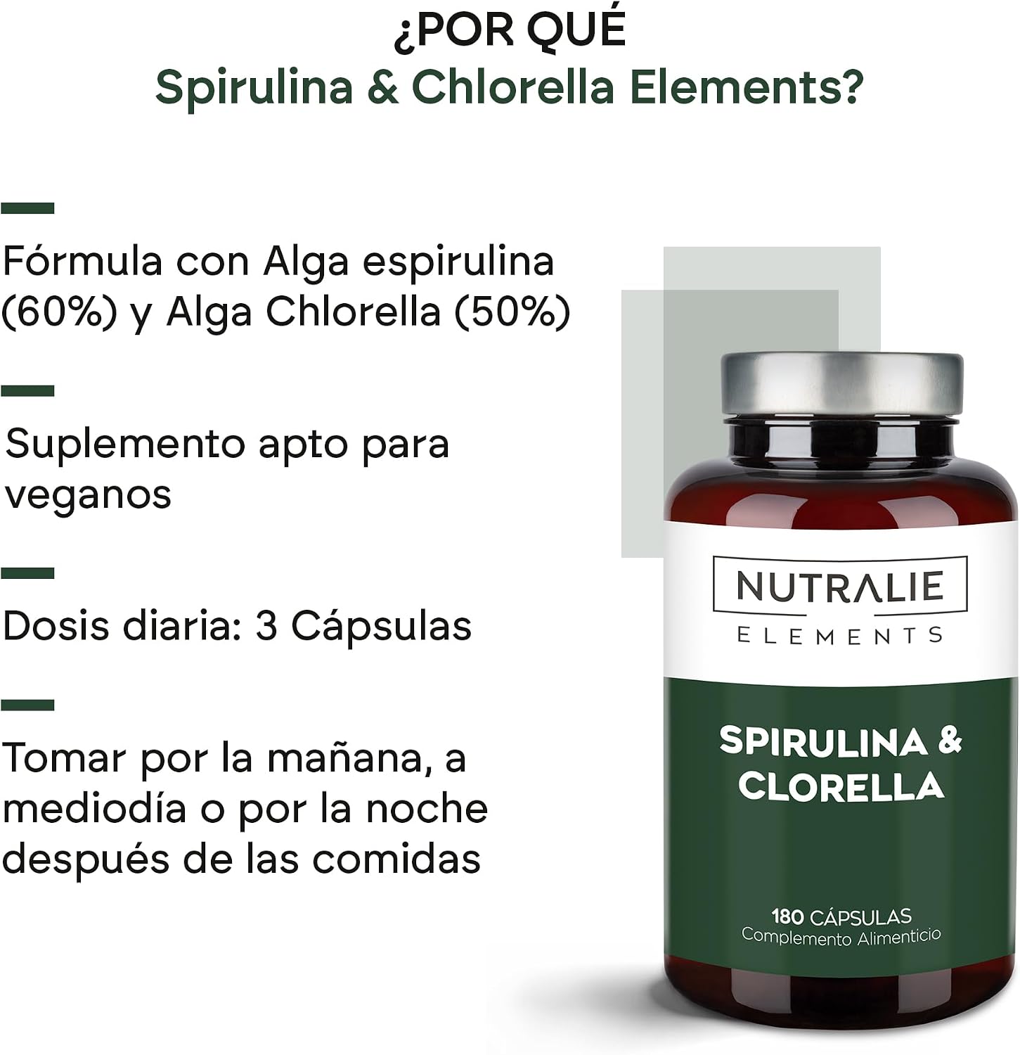 Thumbnail 2 de Espirulina y Chlorella 1800mg 180 cápsulas Nutralie