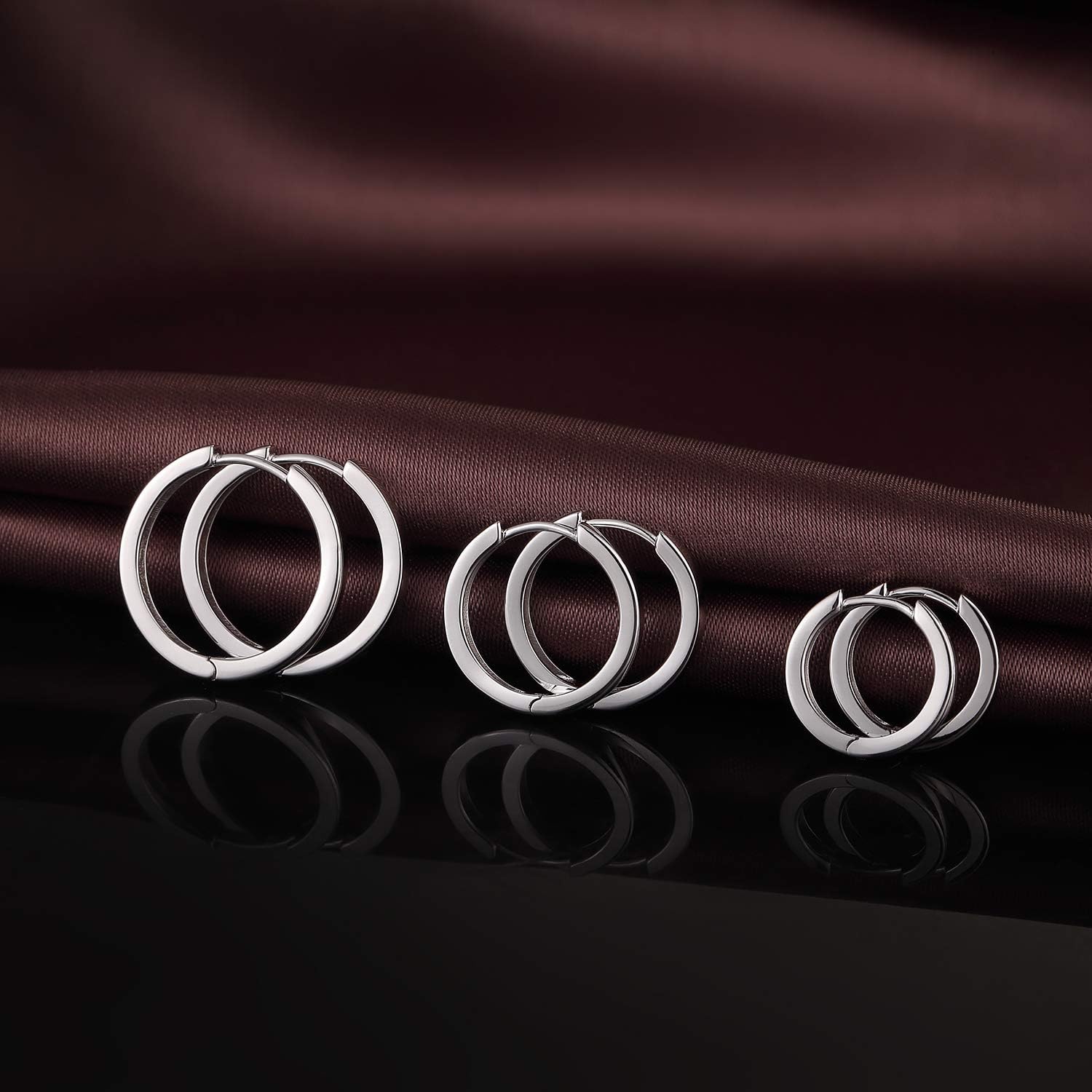 Thumbnail 3 de jiamiaoi Weißgold-plattierte Creolen aus 925 Sterling Silber, große Damen-Ohrringe (Nickelfrei) – je nach Größe 30/40/50 mm
