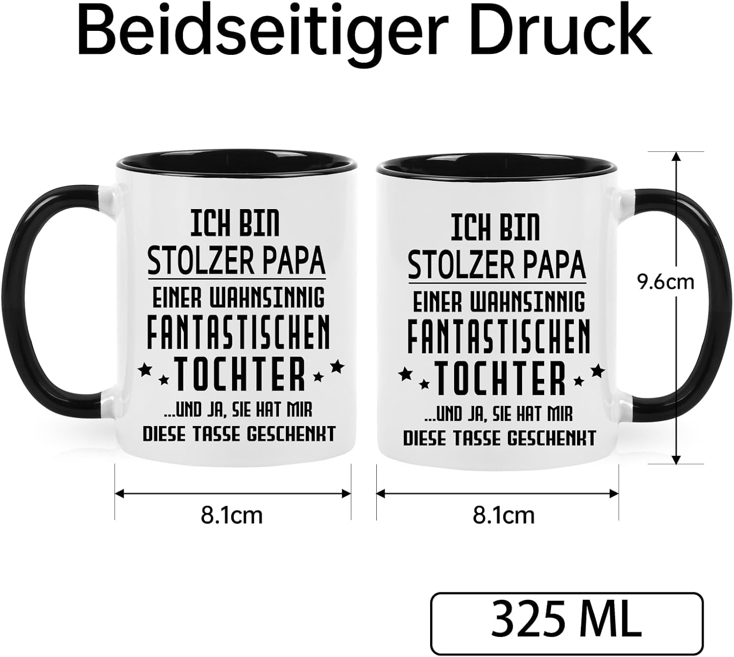 Thumbnail 1 de Diztoud Papa Tasse – 325 ml Kaffeetasse in Schwarz als Vatertags- und Vatergeschenk