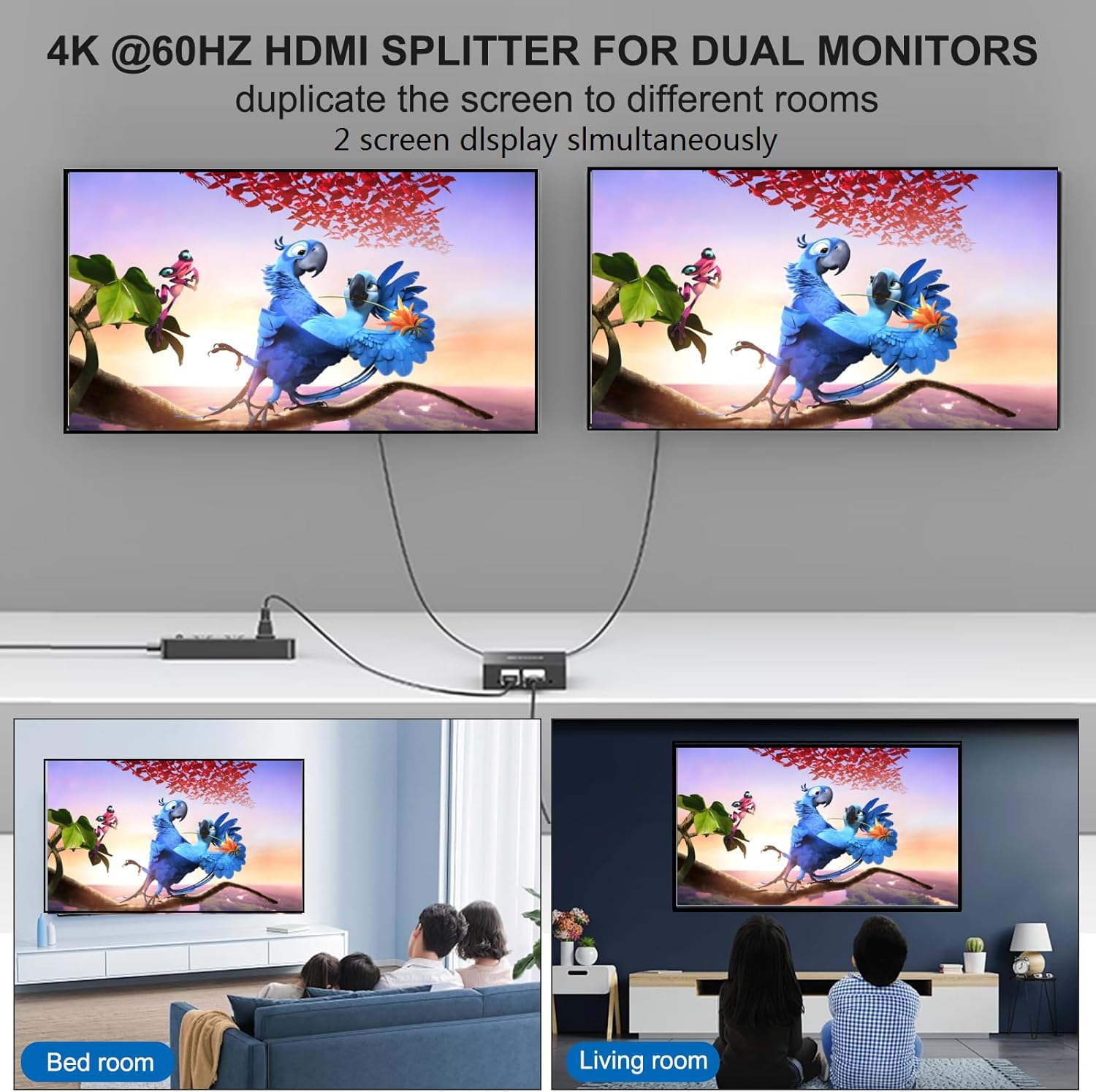 Detalle de 4K@60Hz 1x2 HDMI Splitter (HDMI 2.0) – Mirror 2 Displays from a Single Source