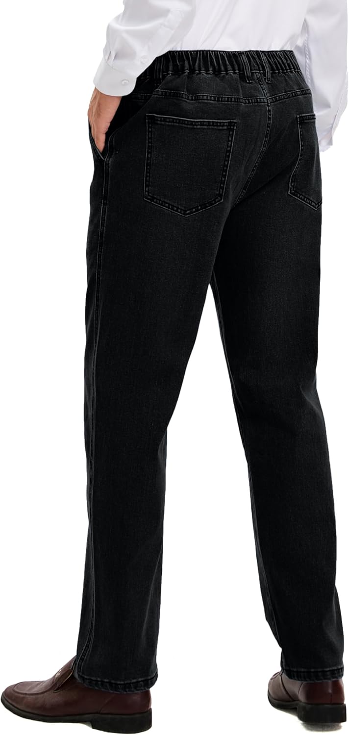 Thumbnail 3 de voeeron Men’s Elastic Waist Relaxed Fit Jeans with Zipper and Button